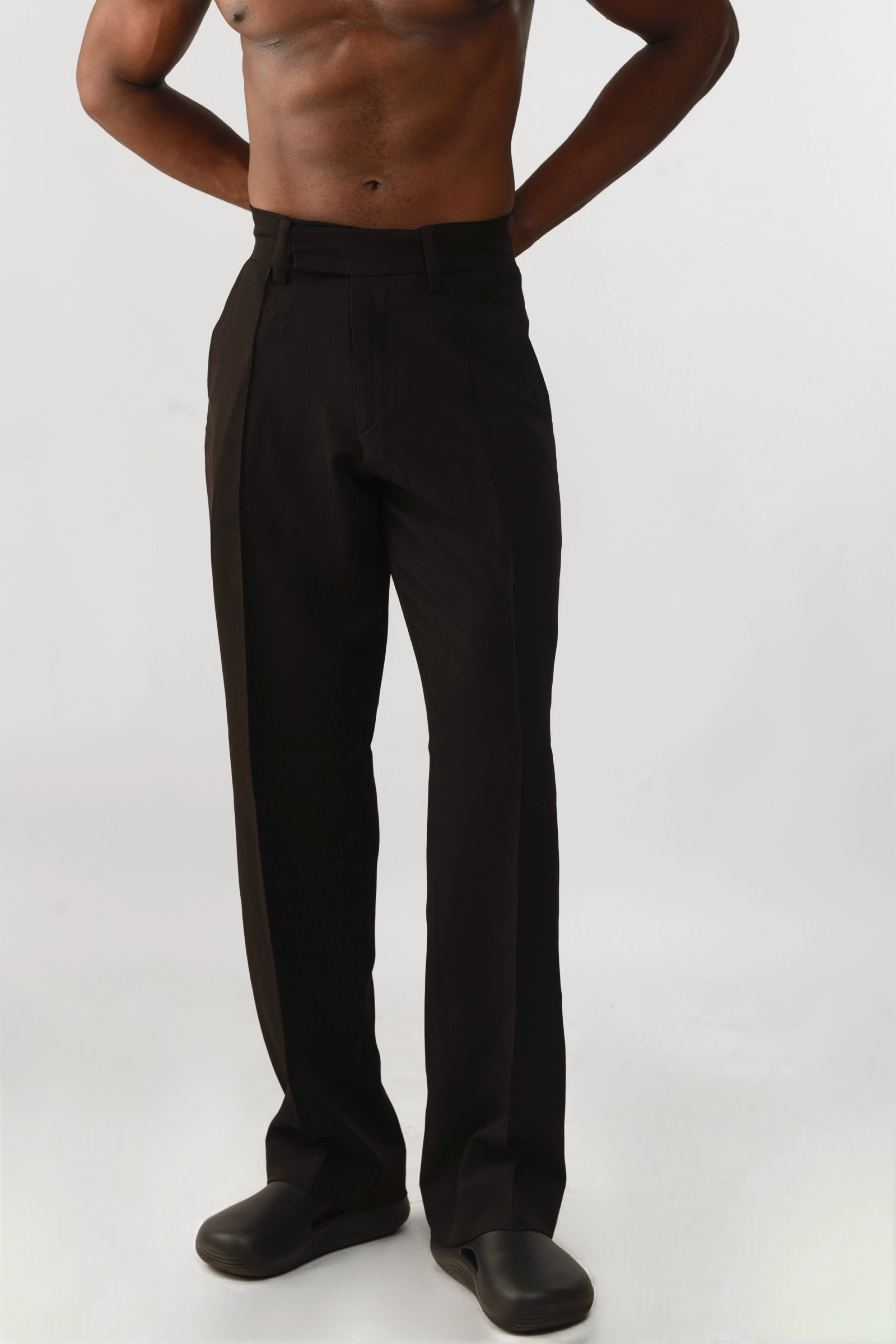 Cleo Pintuck Forward Pleats Baggy Trouser - Black