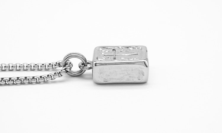 Ace Embed Cross Necklace - Silver