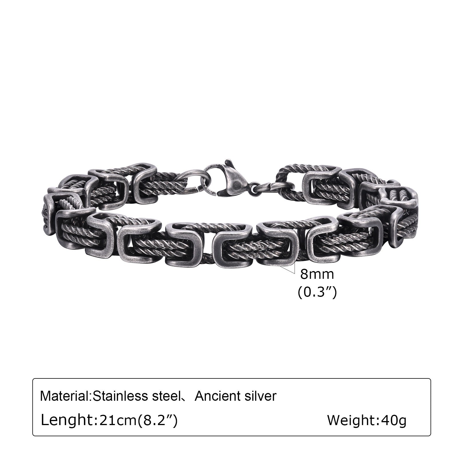Calida Titanium Steel Link Bracelet - Silver-17