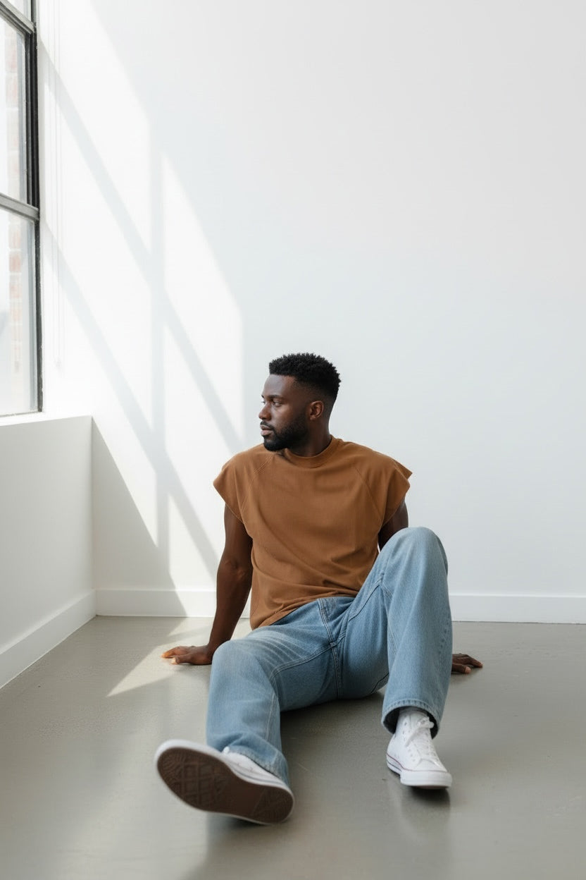 Callie 2.0 310GSM Raglan Raw-Hem Tank Top (Premium Quality) - Burnt Brown