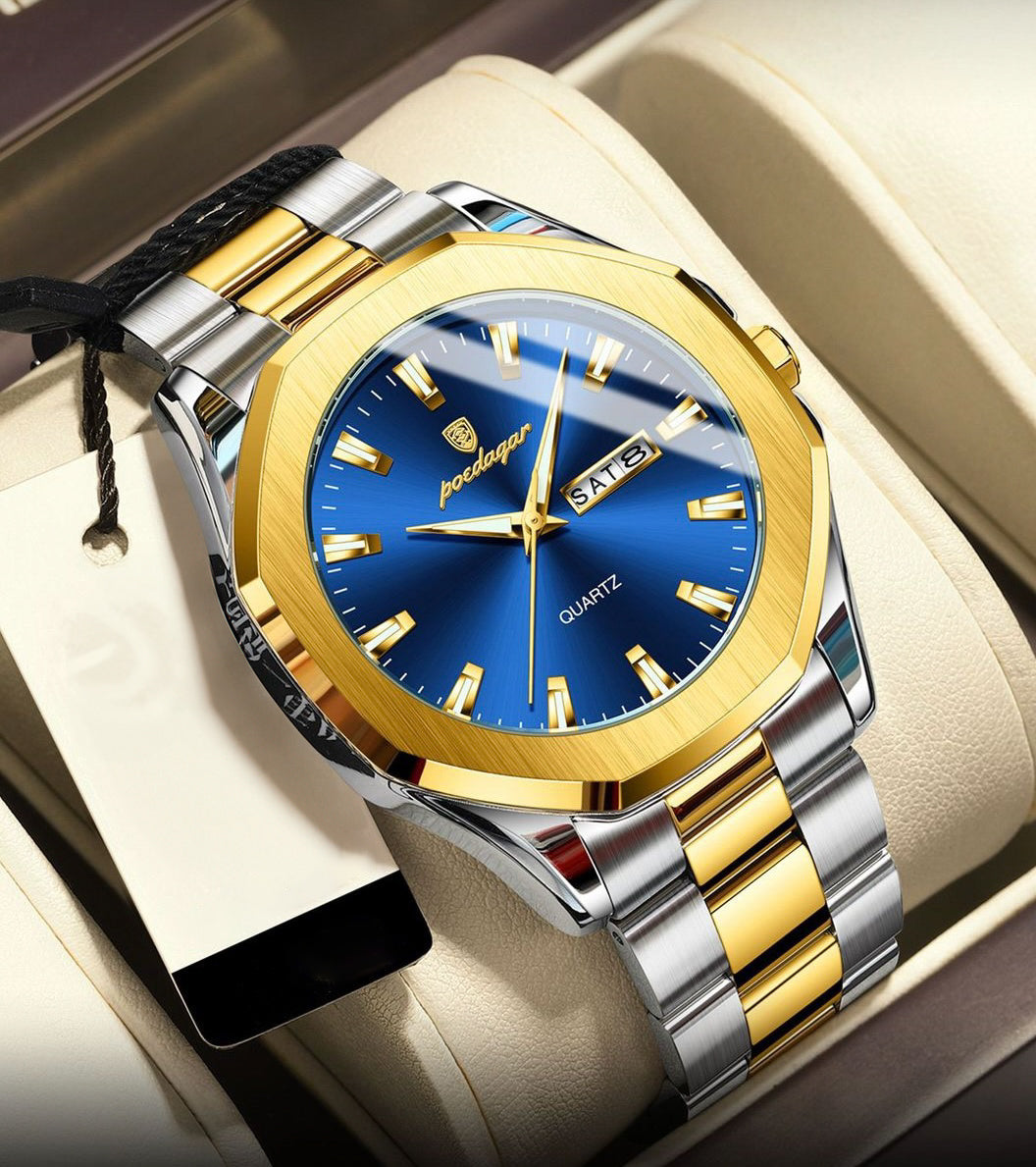 Aleah Stainless Wristwatch - Silver/Gold/Blue