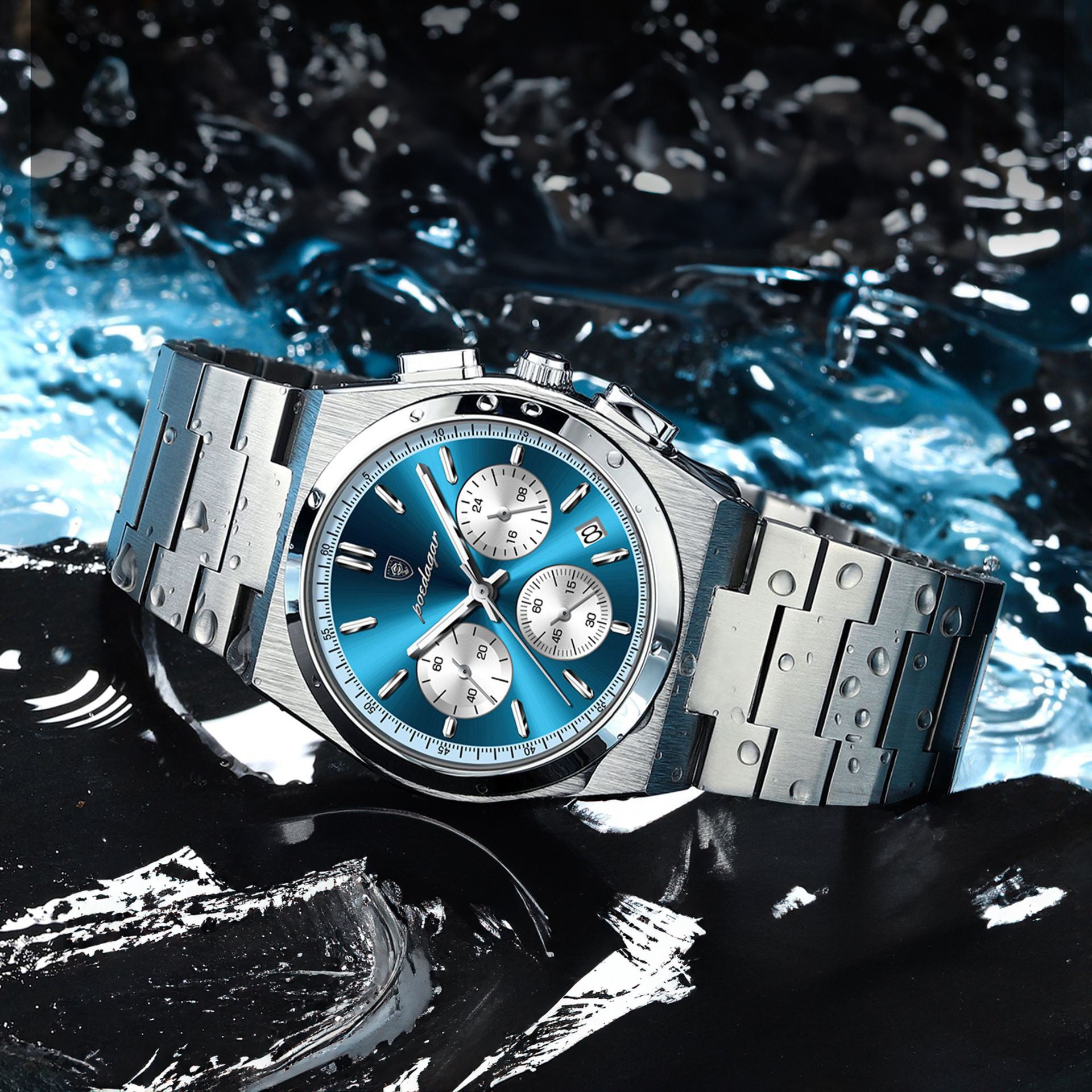 Anthony 2.0 Chronograph Stainless Wristwatch - Silver/Blue/White-11