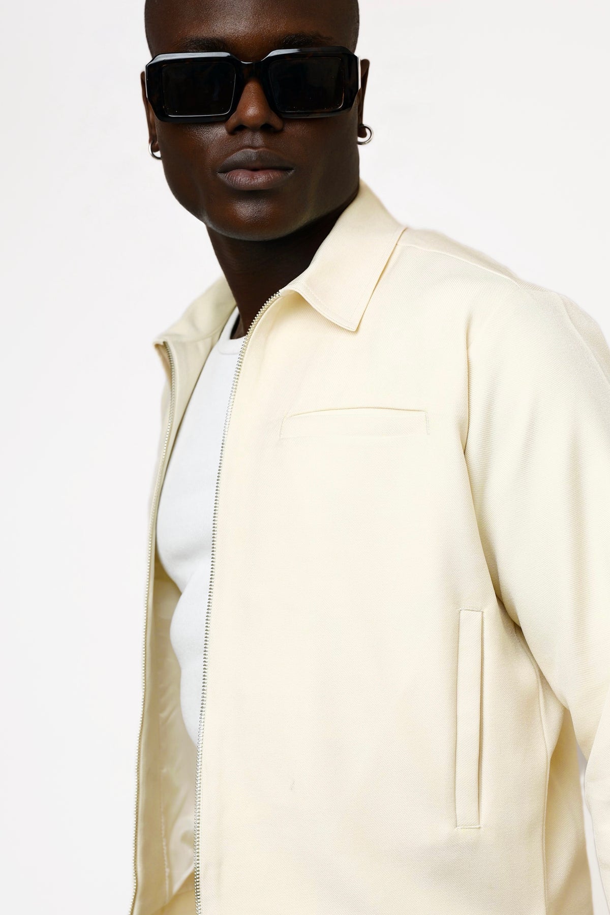 Casey Crop Zipper Jacket - Milk