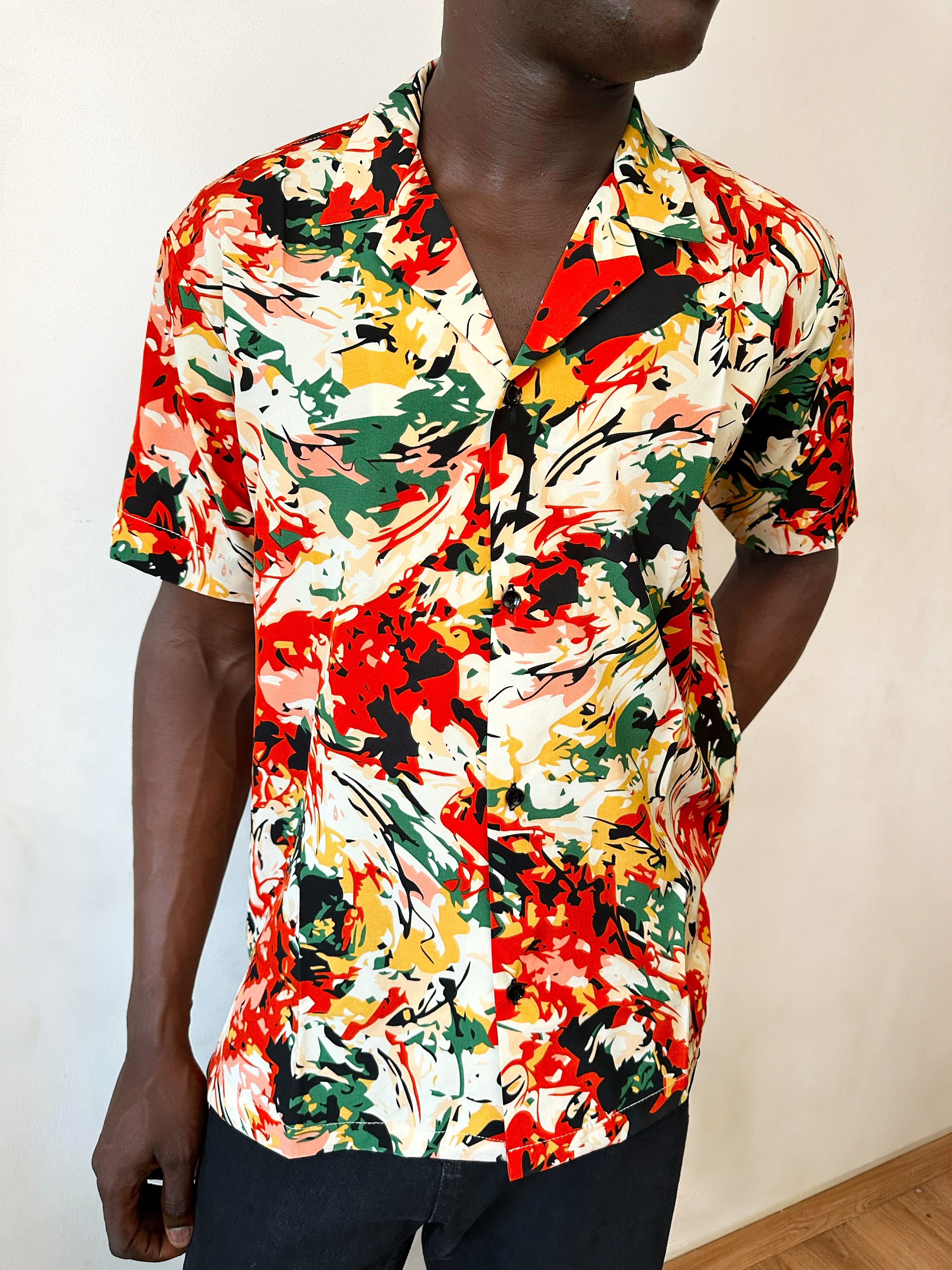 Callan Relaxed Abstract Splash Print Cuban Shirt-3