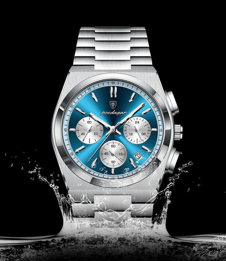 Anthony 2.0 Chronograph Stainless Wristwatch - Silver/Blue/White-8
