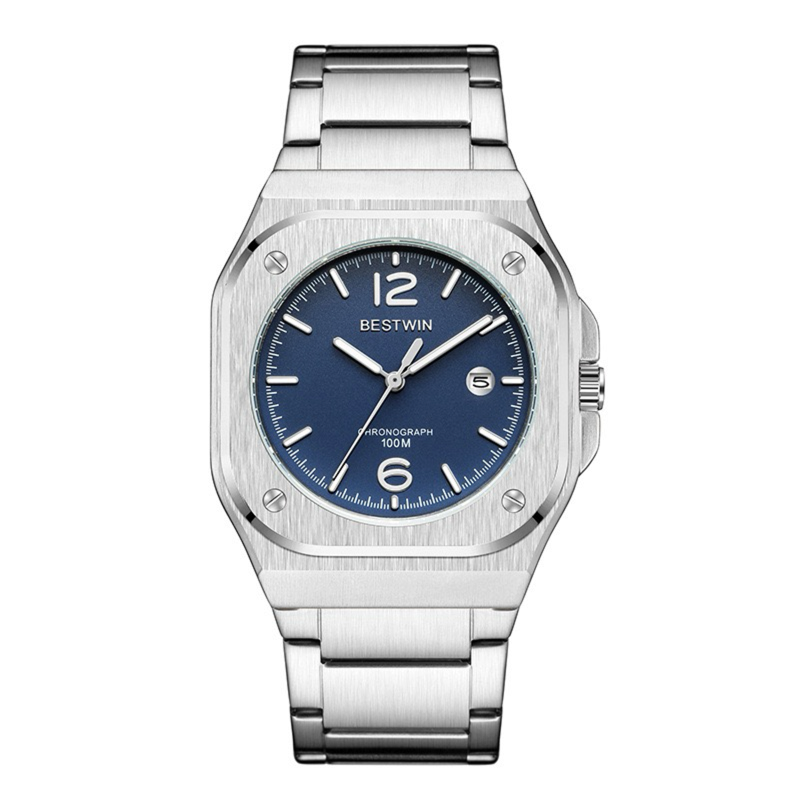 Alina Stainless Wristwatch - Silver/Blue-4