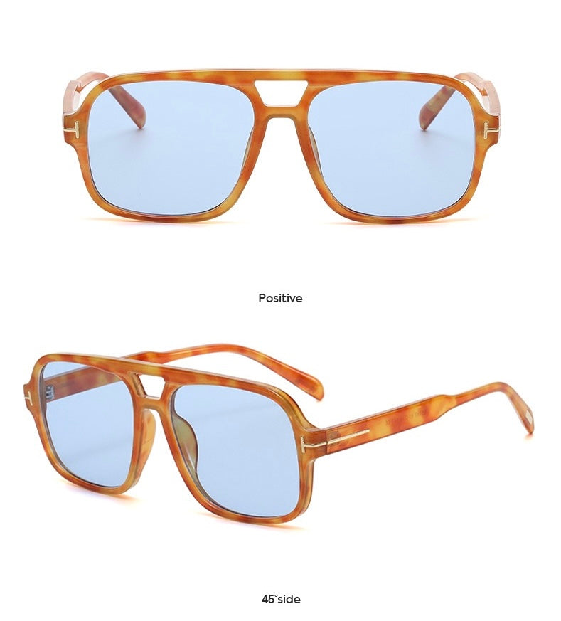 Amari Unisex Glasses - Brown Hawksbill/Blue