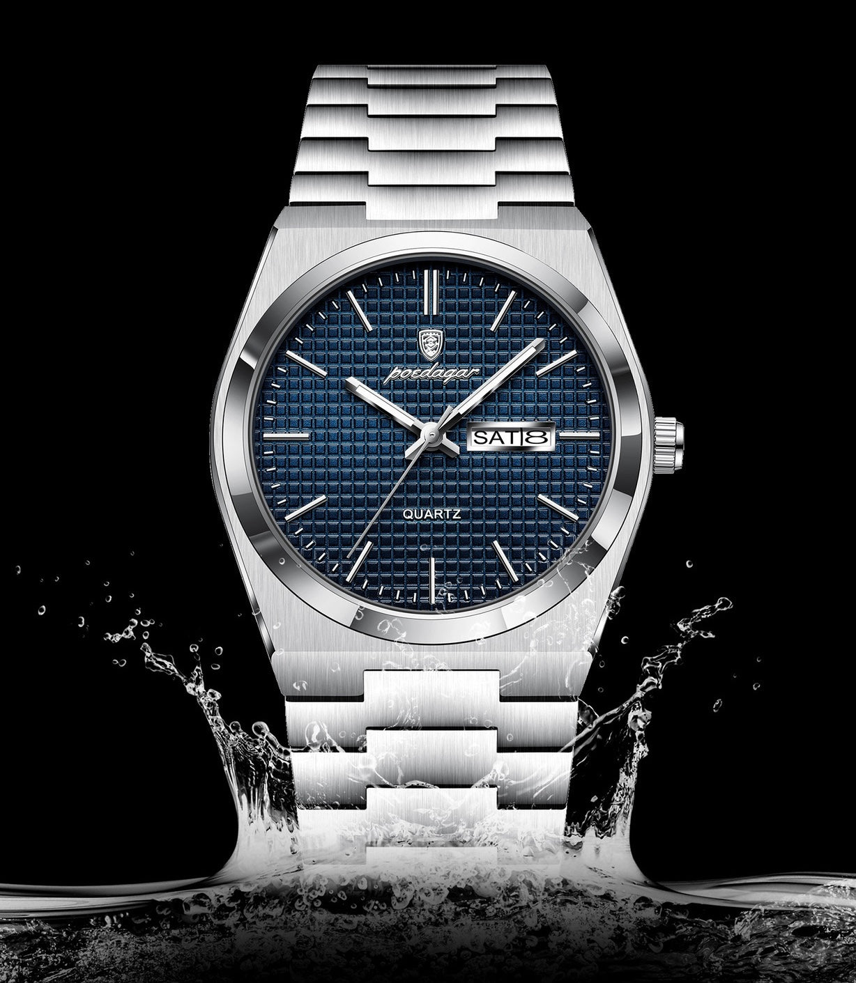 Alexis 2.0 Textured Dial Stainless Wristwatch - Silver/Gold/Blue