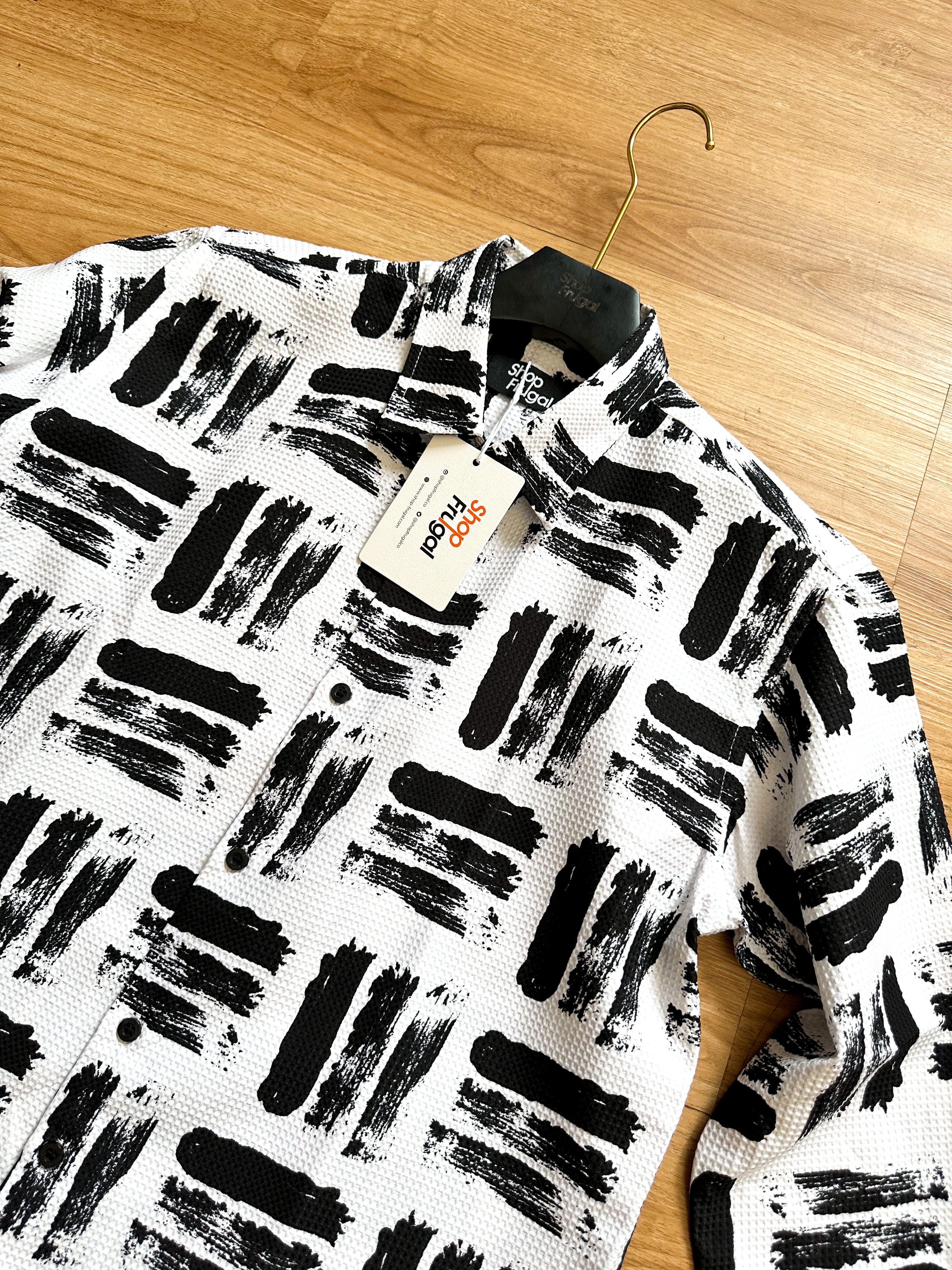 Calix Brush Waffle Print Longsleeve Shirt - White