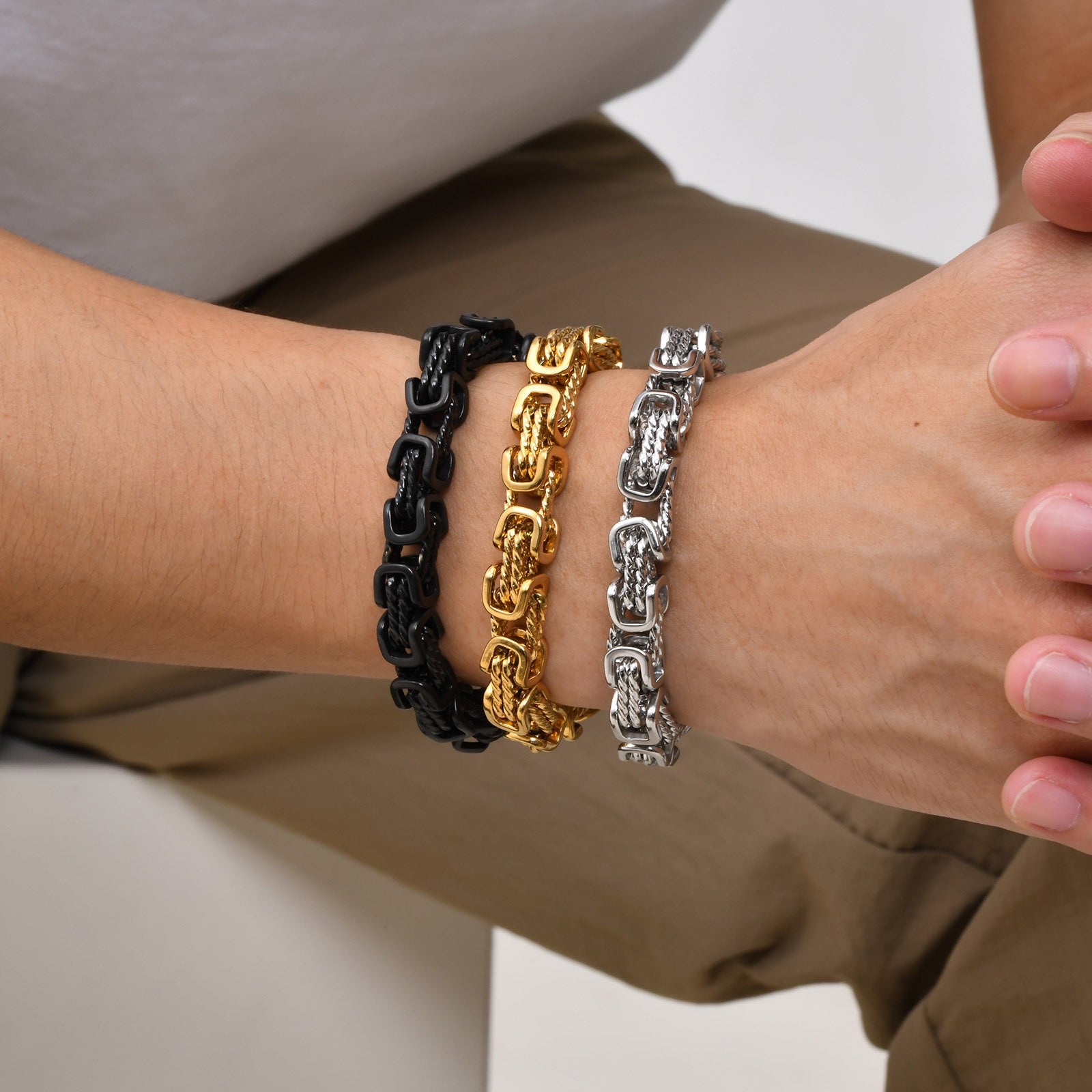 Calida Titanium Steel Link Bracelet - Black