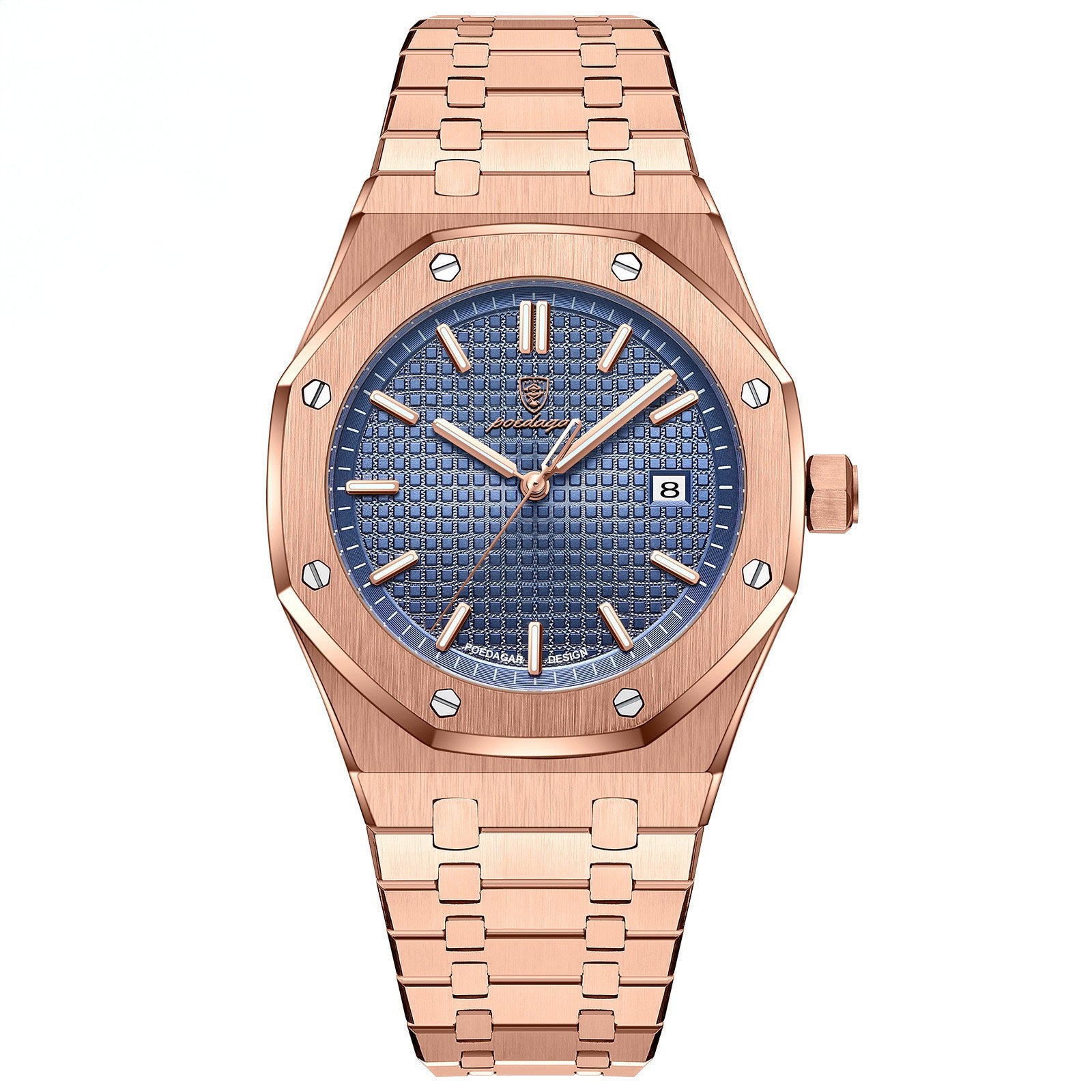 Adeline Stainless Wristwatch - Rose Gold/Blue