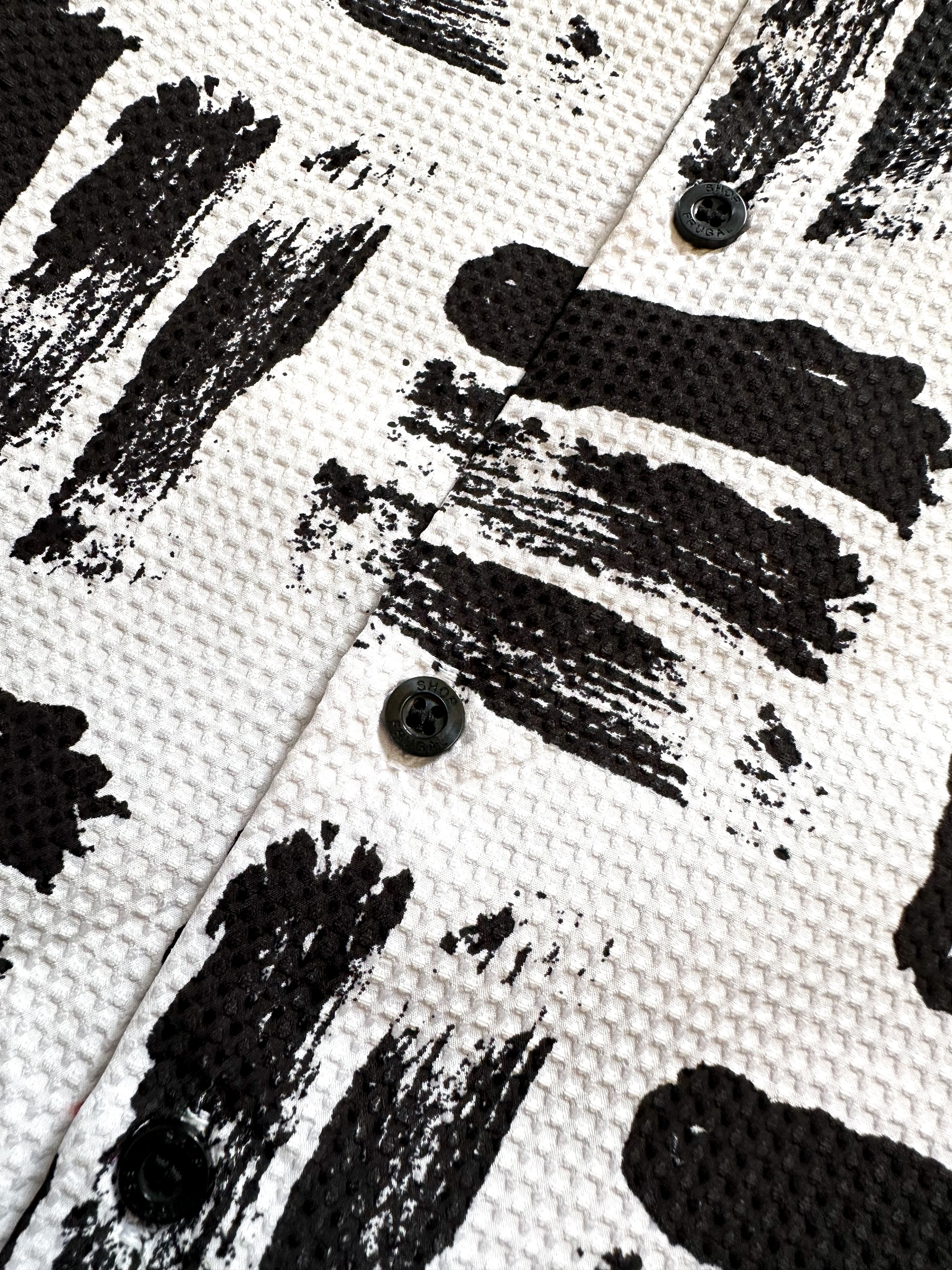 Calix Brush Waffle Print Longsleeve Shirt - White