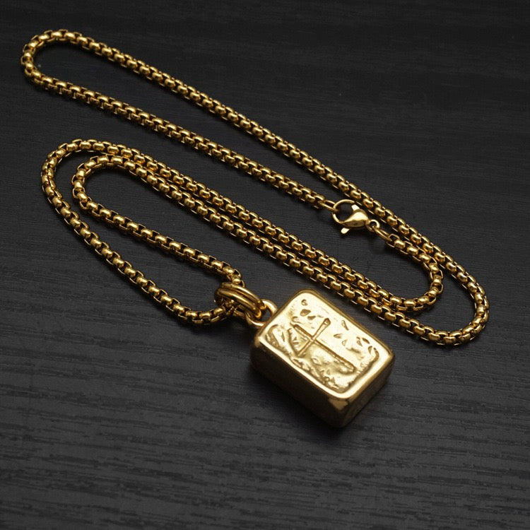 Ace Embed Cross Necklace - Gold