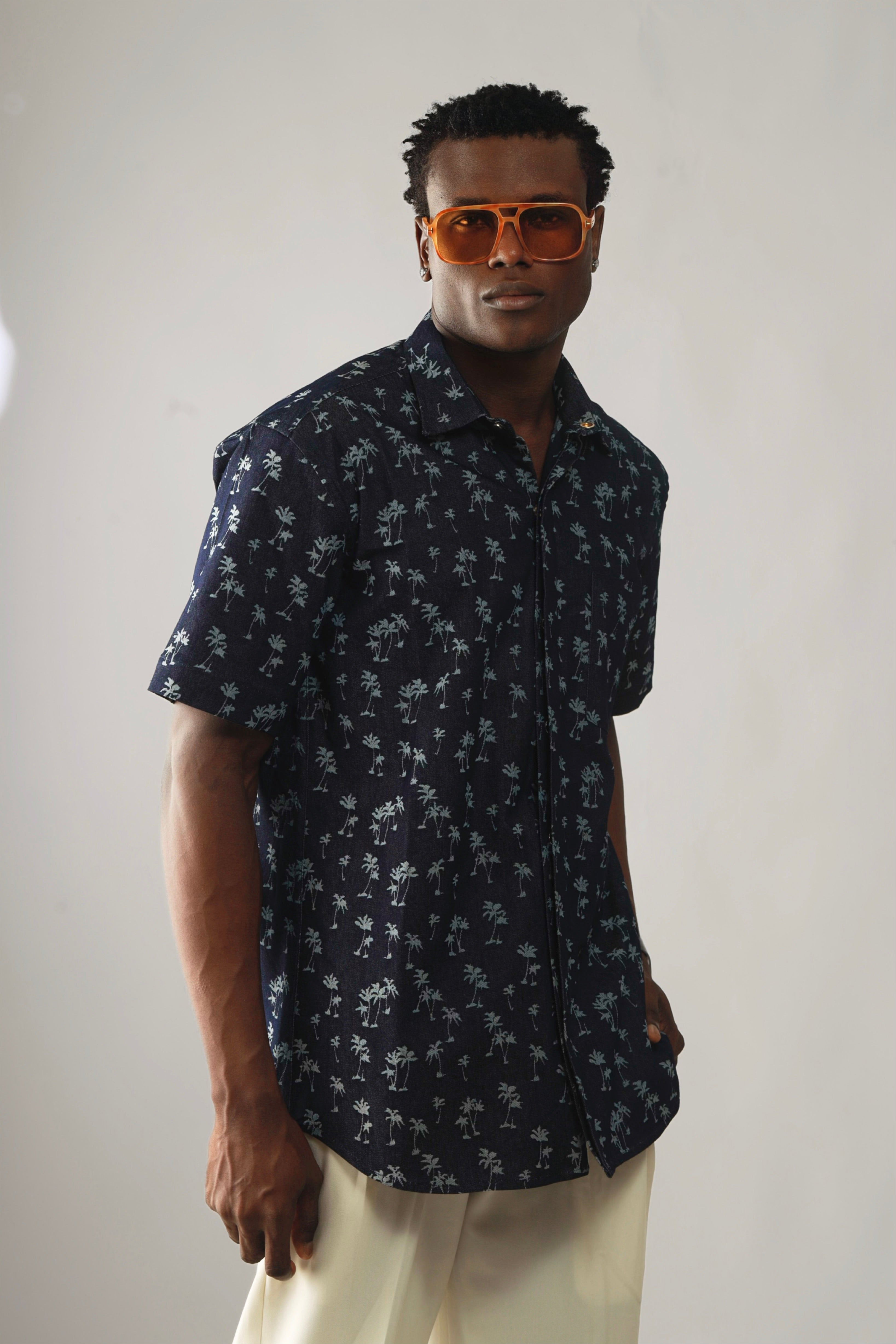 Carla Tropical Print Denim Overshirt