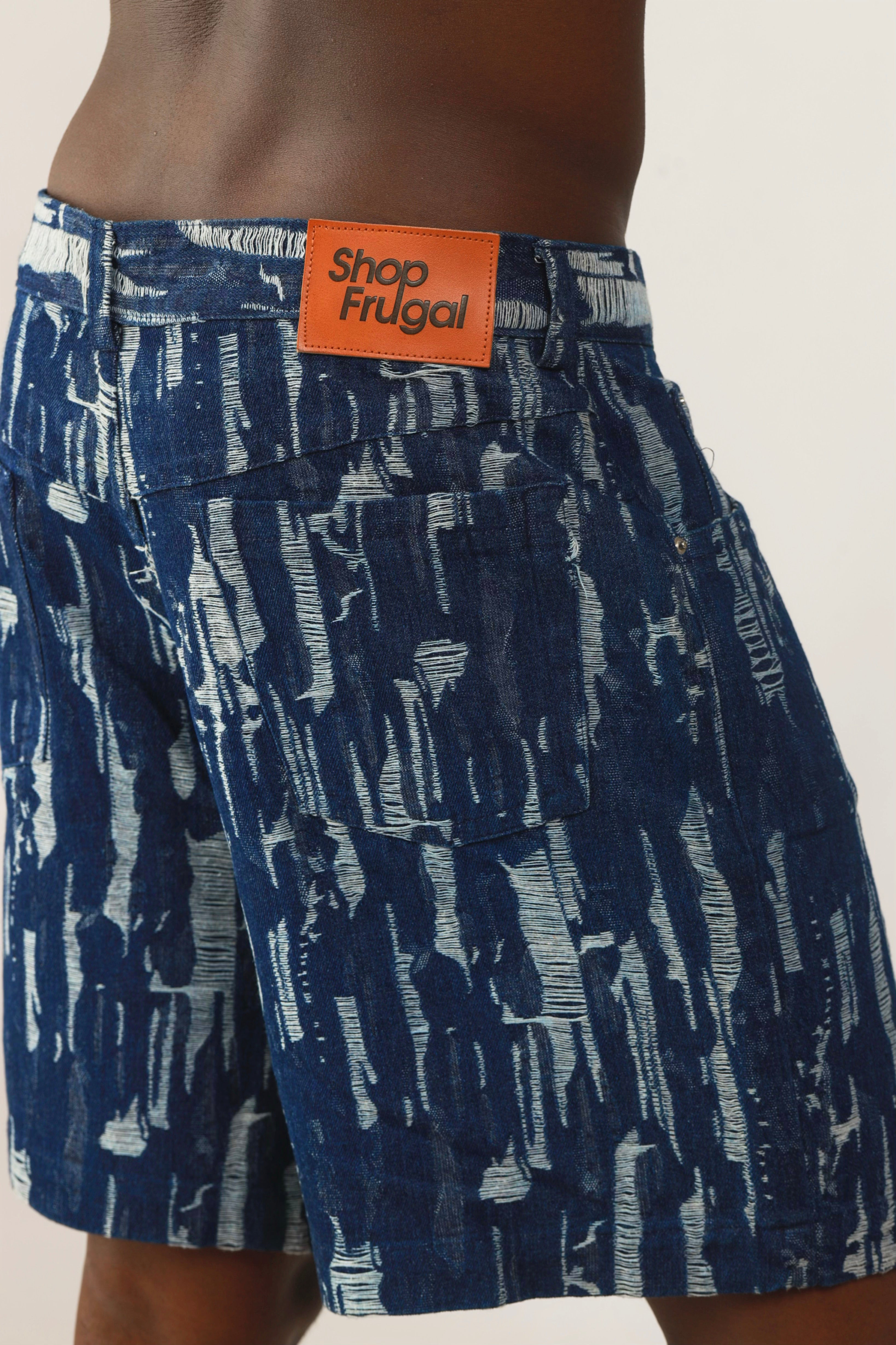 Cairo Distressed Denim Cuban Shirt & Short/Jort (Two-Piece Set)-26