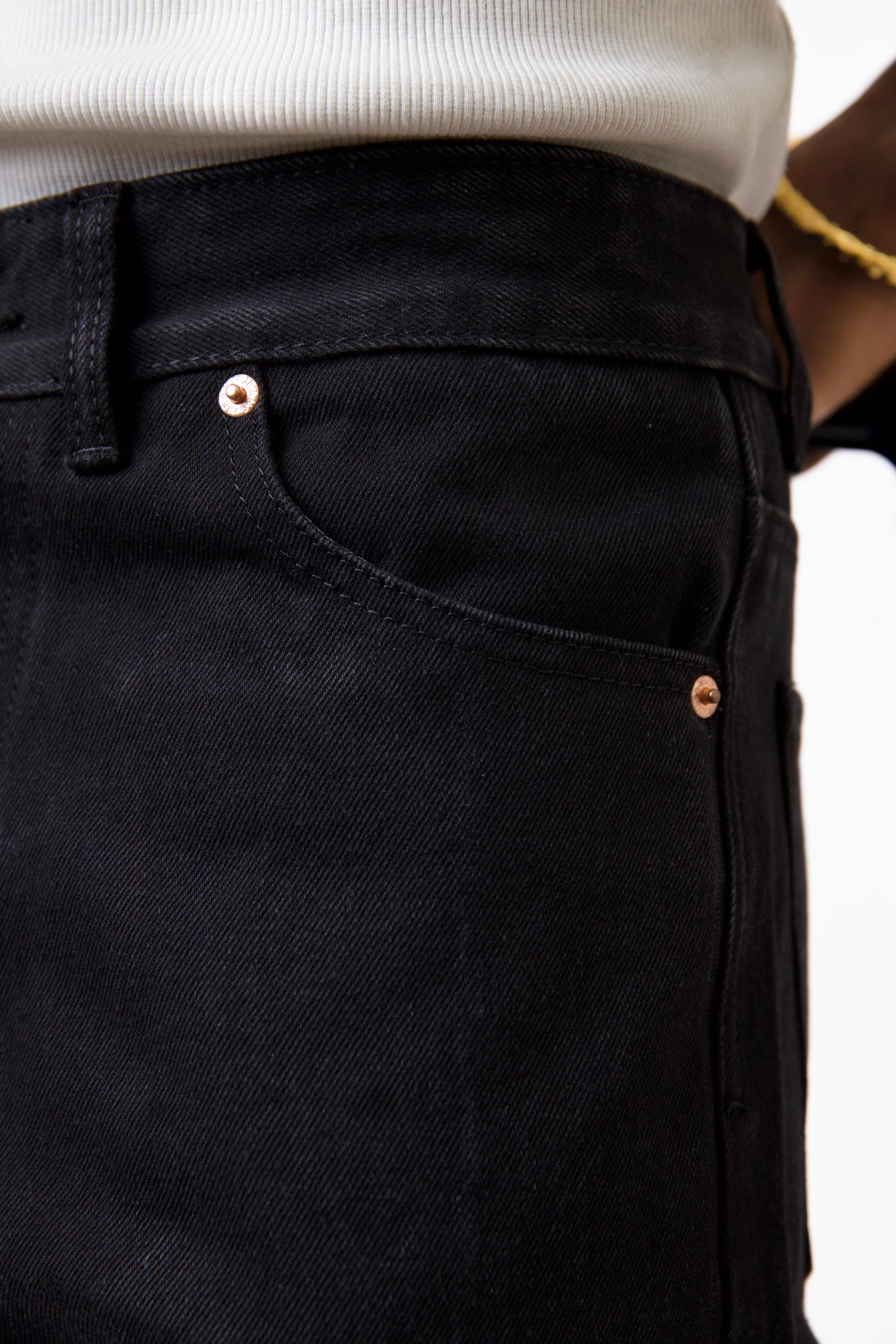 Cai Relaxed Straight Cut Jeans - Washed Black-4