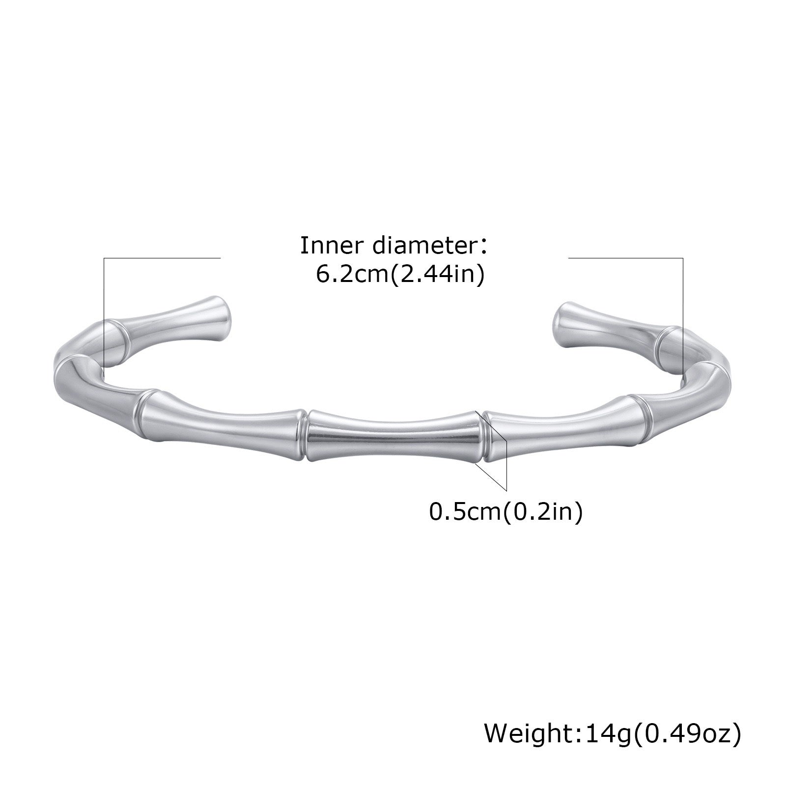 Cai Bamboo Titanium Steel Bracelet - Silver-4