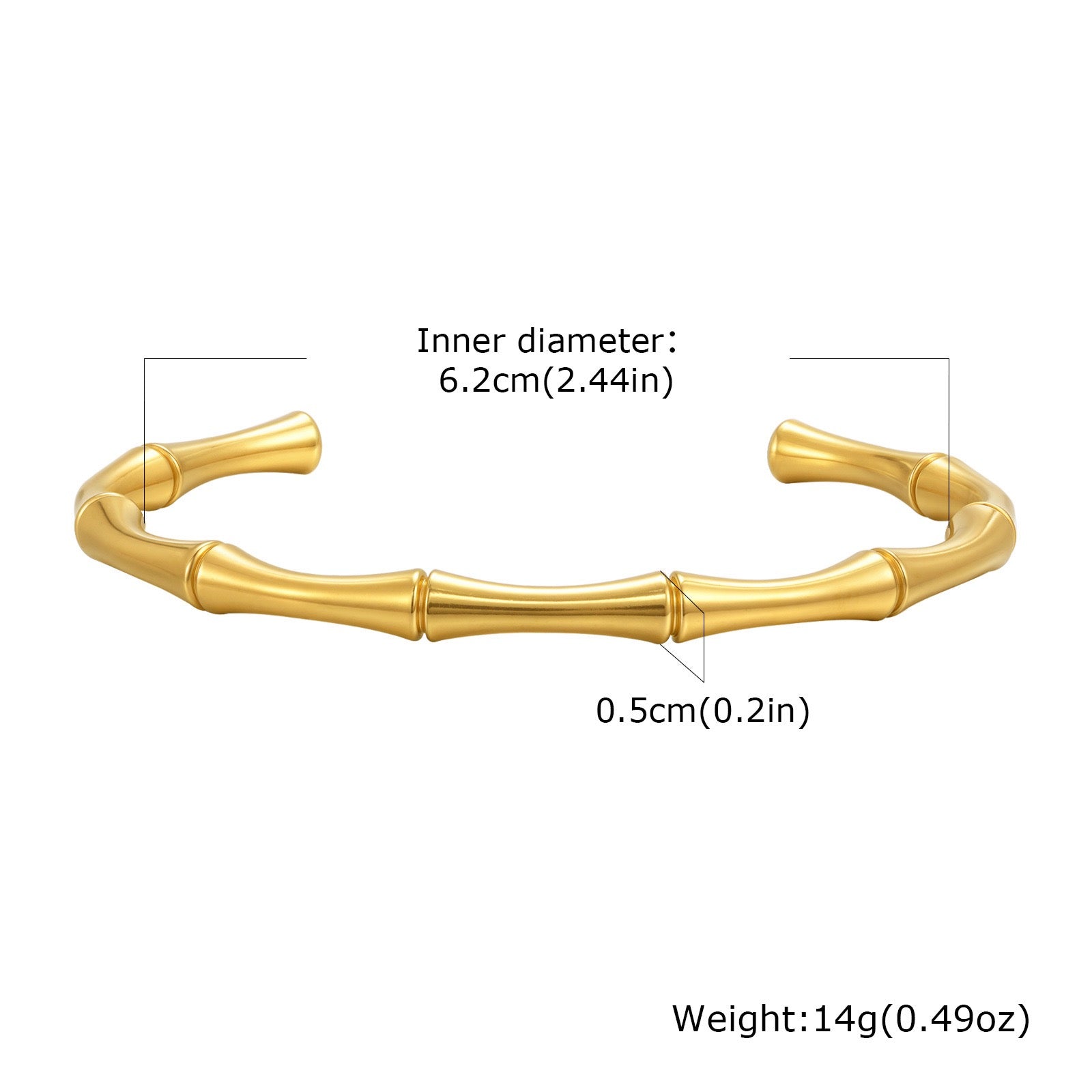 Cai Bamboo Titanium Steel Bracelet - Gold