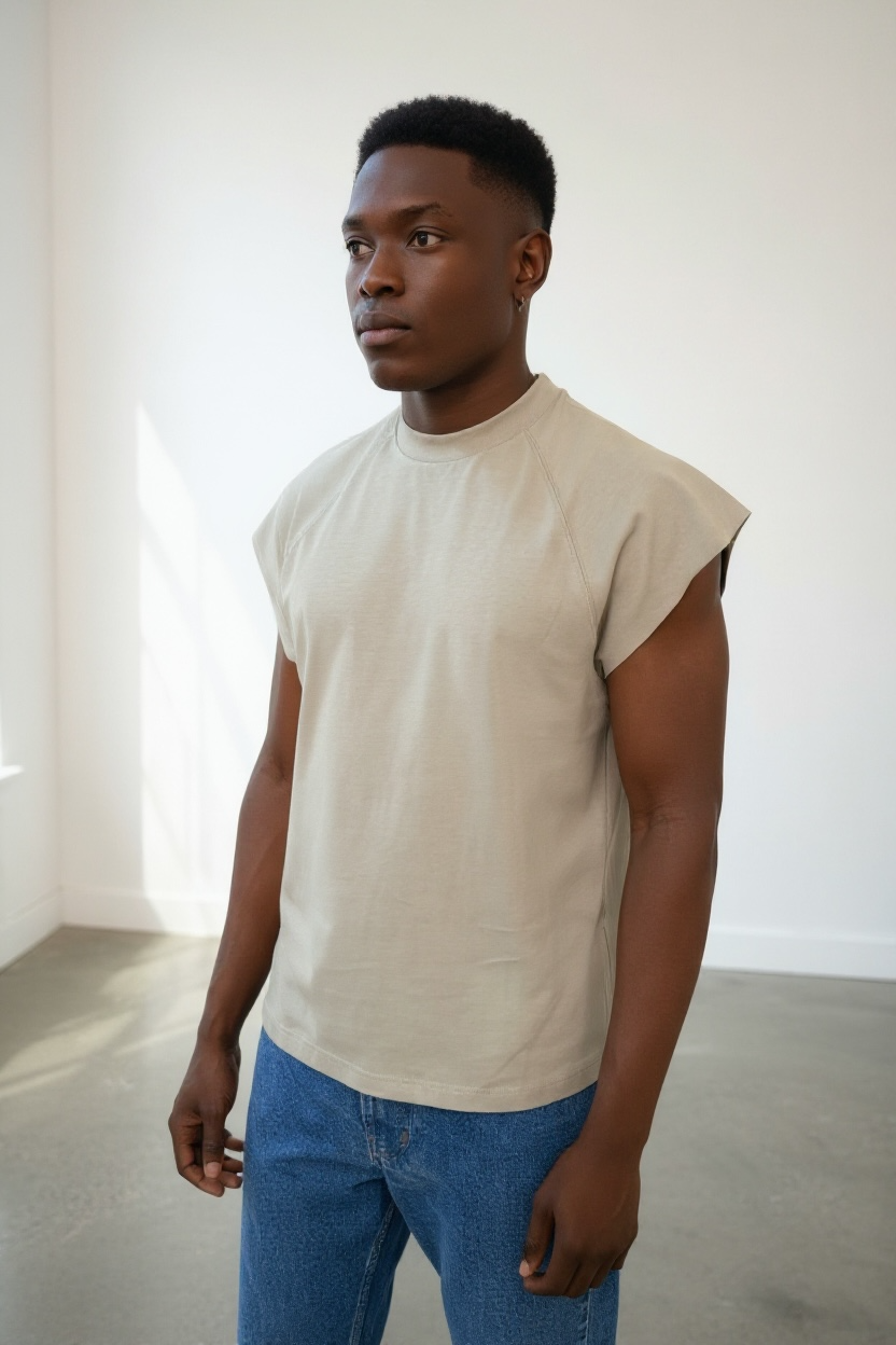 Callie 2.0 310GSM Raglan Raw-Hem Tank Top (Premium Quality) - Matcha Grey