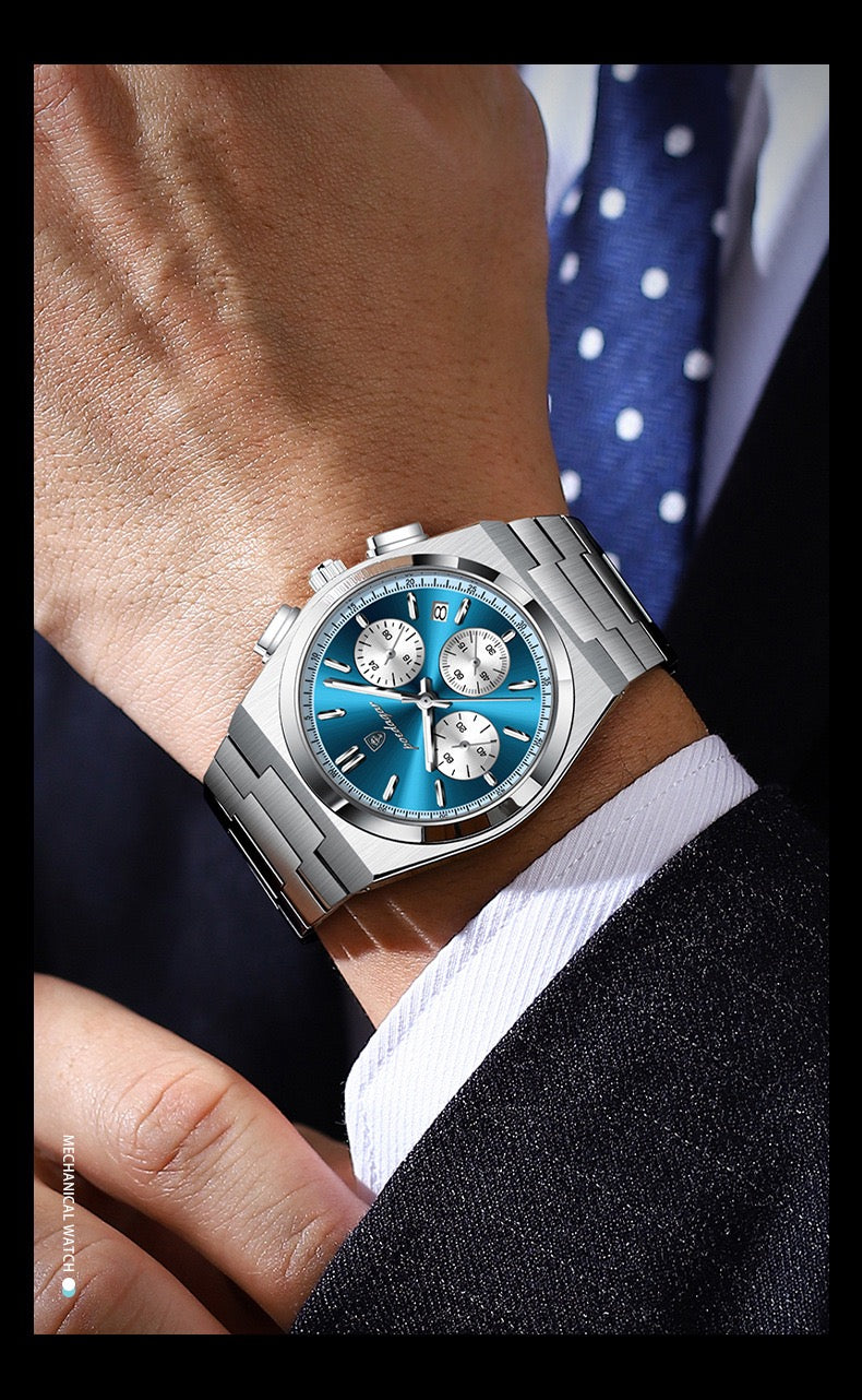 Anthony 2.0 Chronograph Stainless Wristwatch - Silver/Blue/White-7