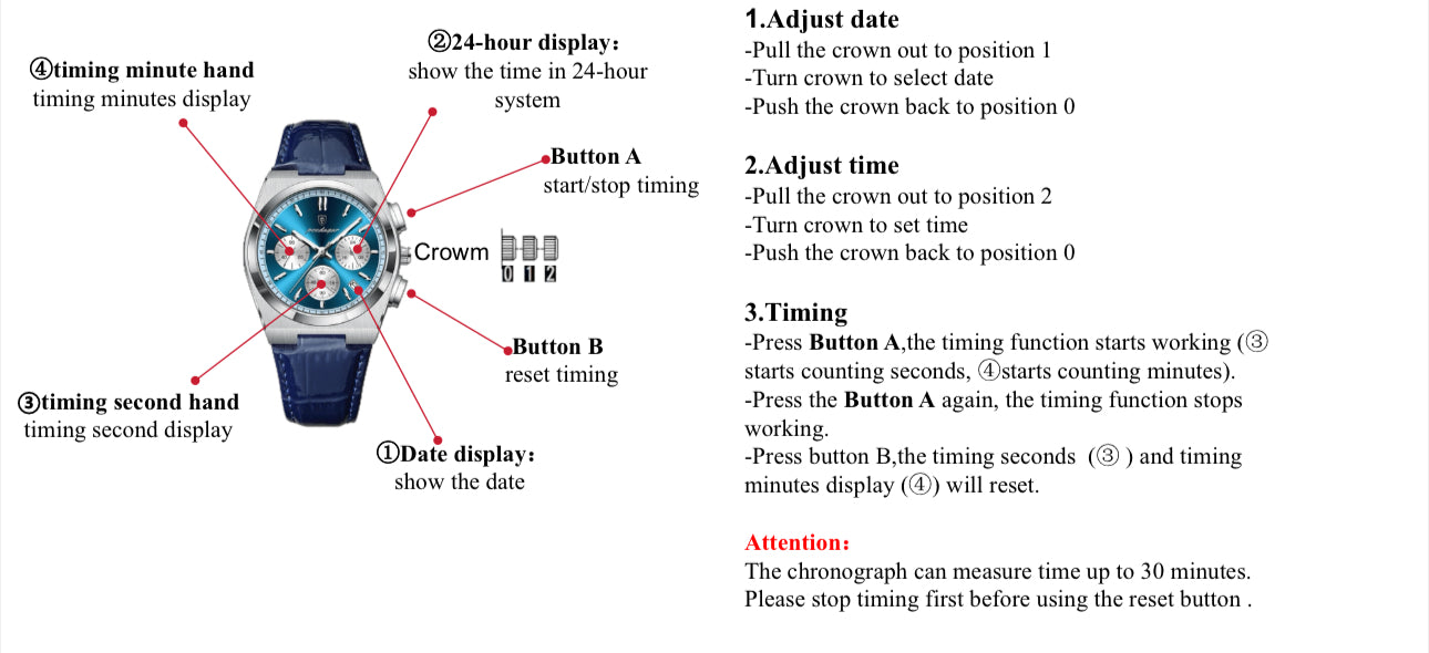 Anthony Chronograph Leather Strap Wristwatch - Black