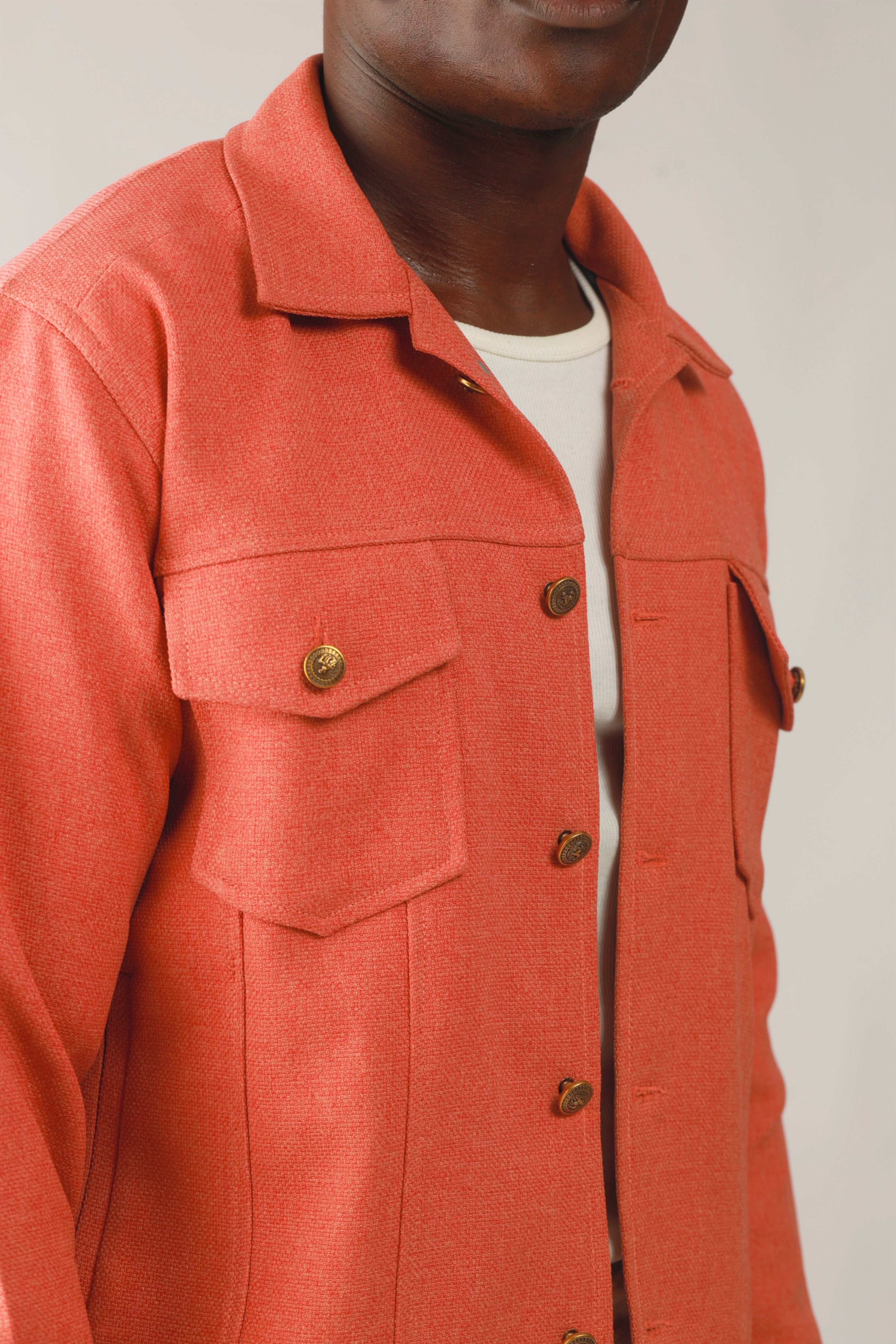 Cali Luxe Textured Tweed Utility Jacket - Muted Peach