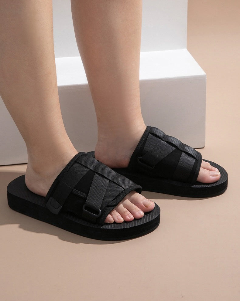 Arthur Unisex Velcro Slides - Black