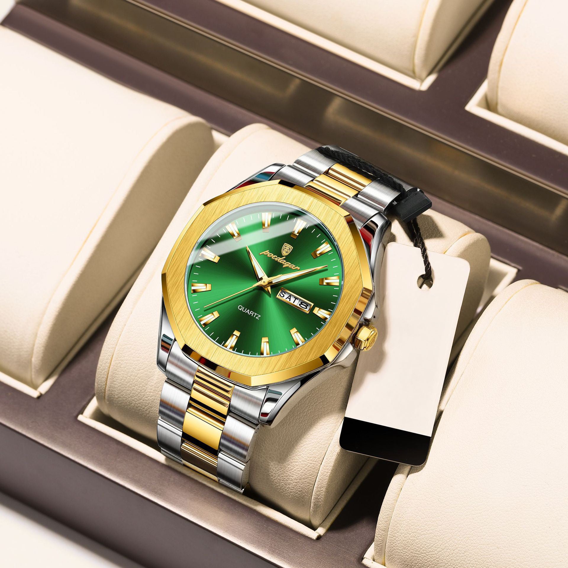 Aleah Stainless Wristwatch - Silver/Gold/Green