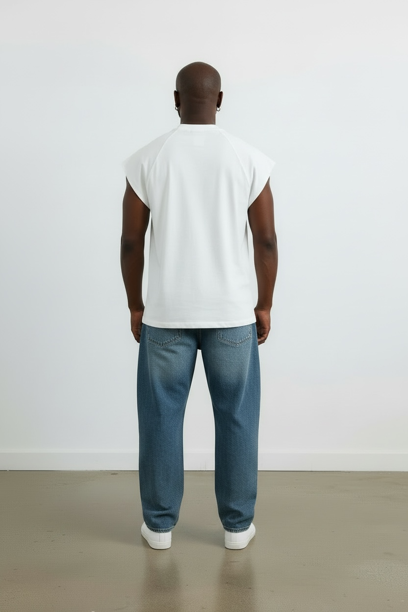 Callie 2.0 310GSM Raglan Raw-Hem Tank Top (Premium Quality) - White-5