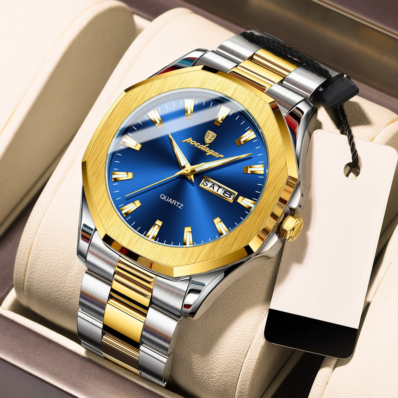 Aleah Stainless Wristwatch - Silver/Gold/Blue
