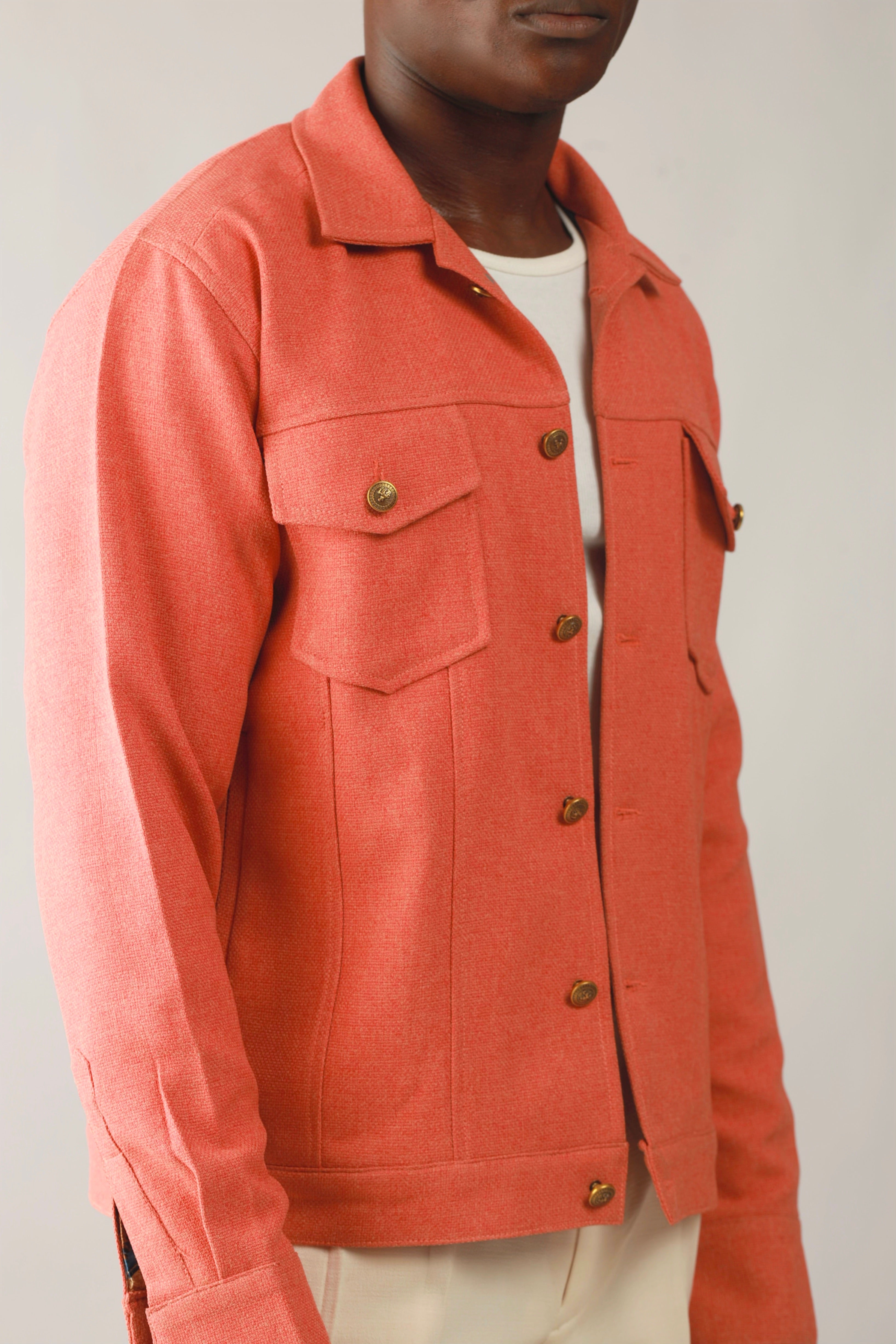 Cali Luxe Textured Tweed Utility Jacket - Muted Peach-4