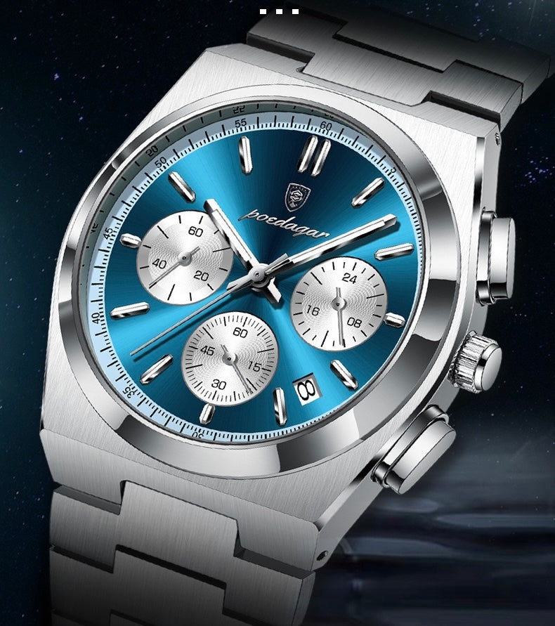 Anthony 2.0 Chronograph Stainless Wristwatch - Silver/Blue/White-4