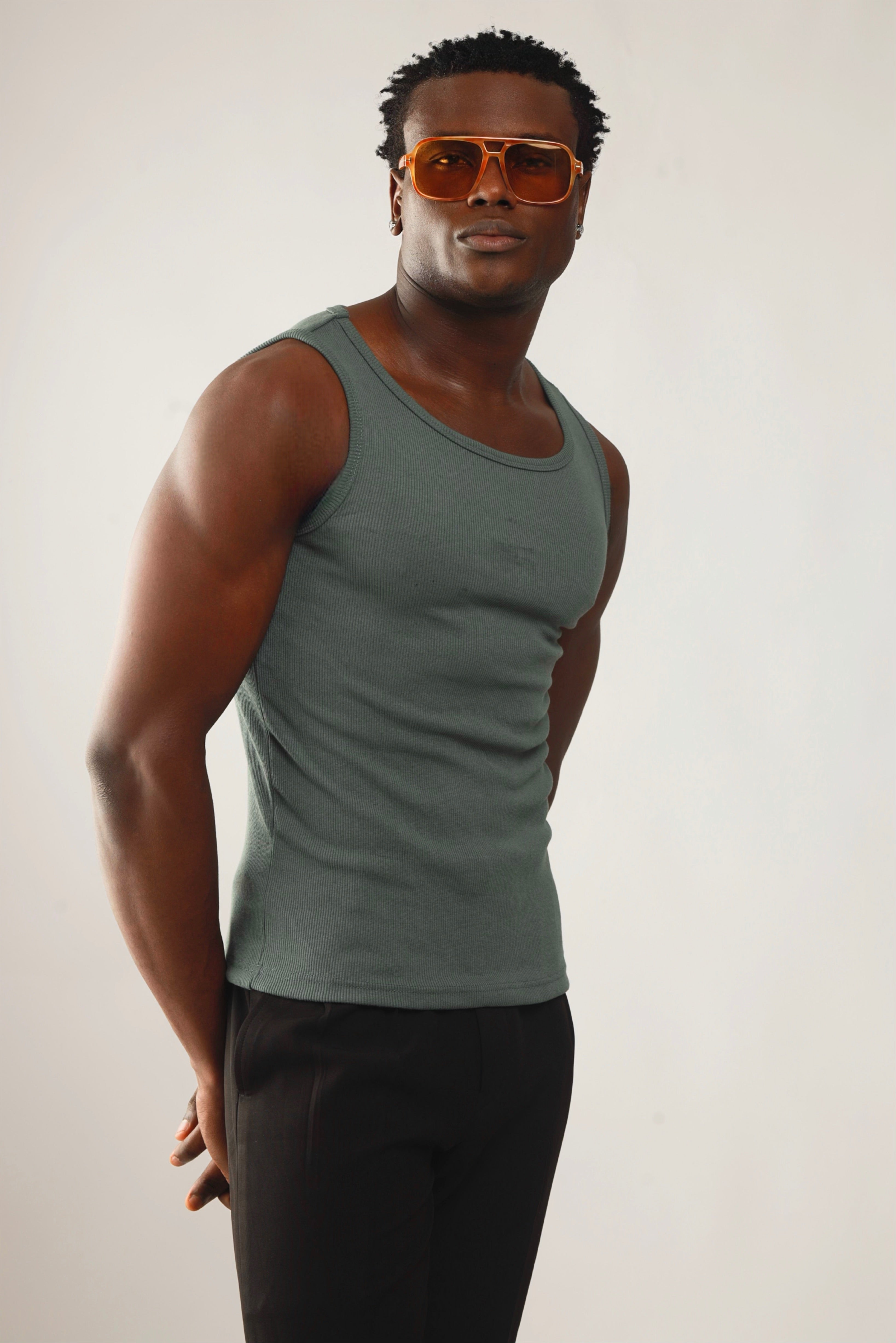 Calix Breathable Compression Tank Top (460G)(Premium Quality) - Xanadu Green-9