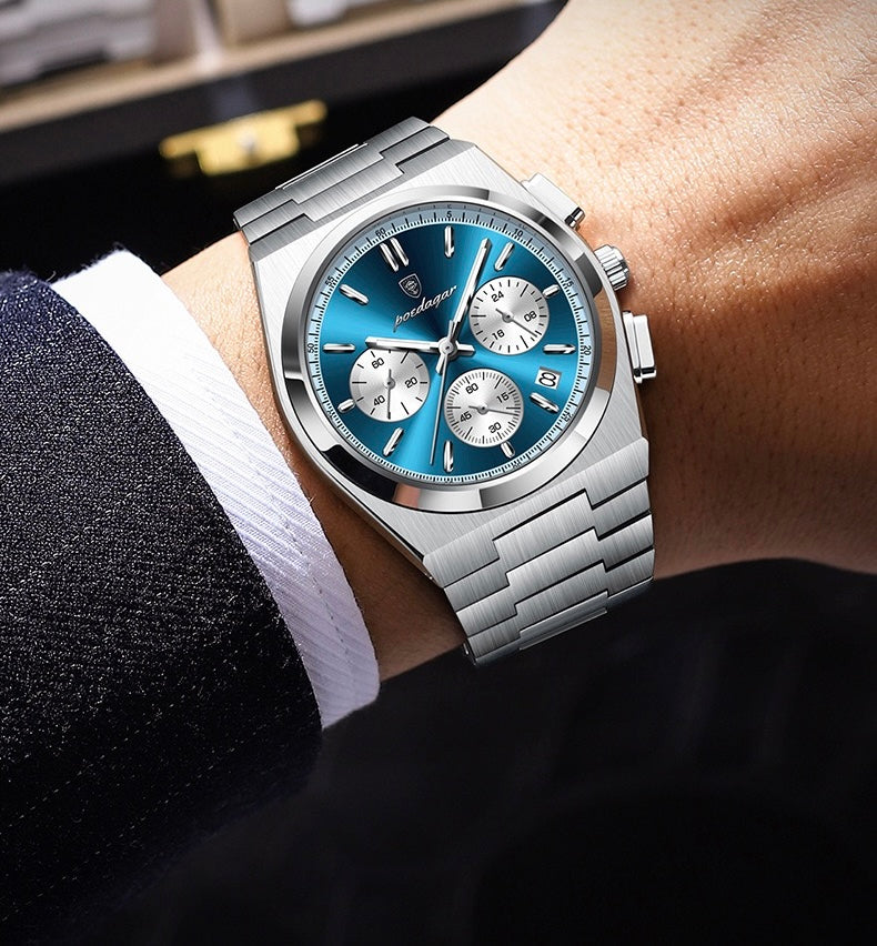 Anthony 2.0 Chronograph Stainless Wristwatch - Silver/Blue/White-5