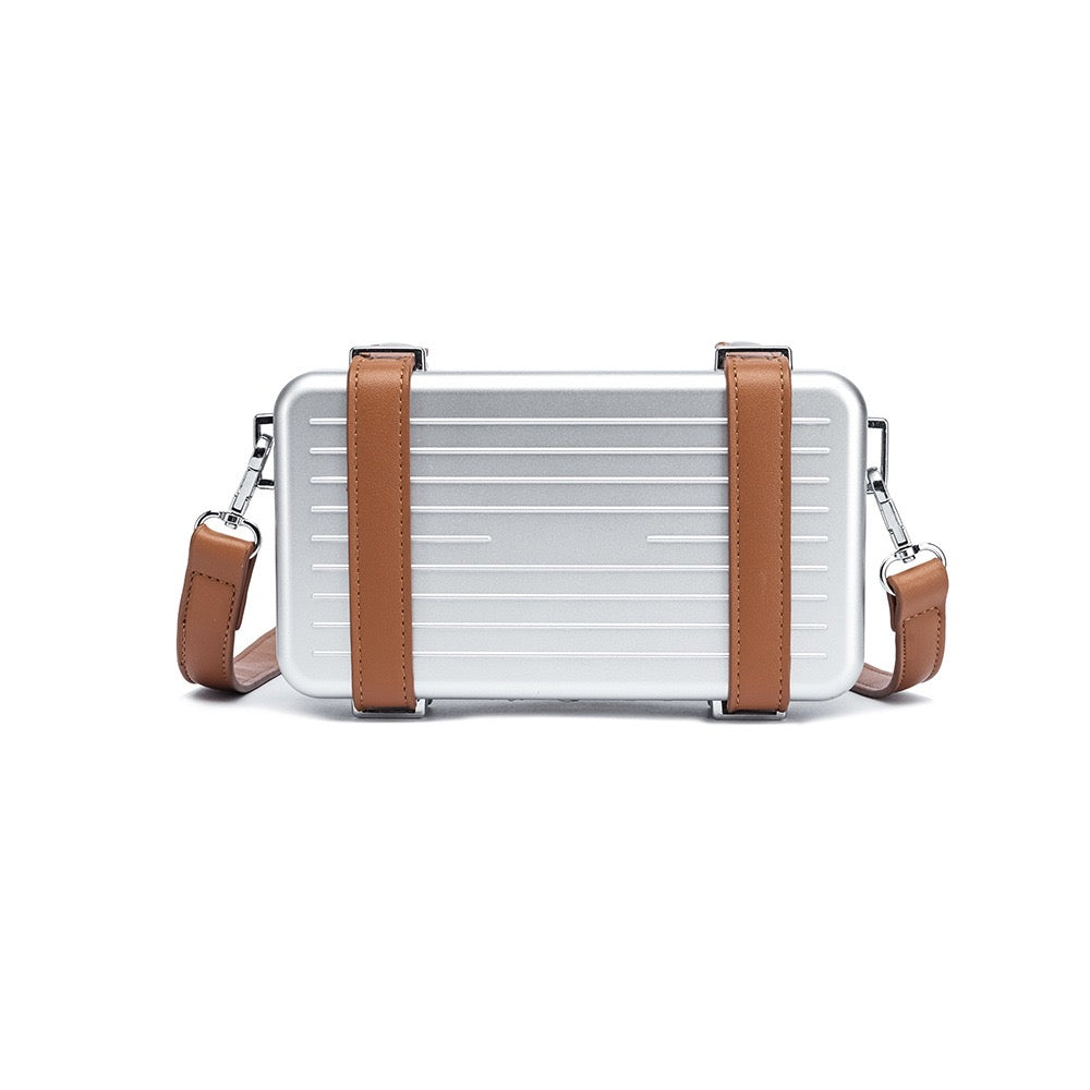 Alexa Crossbody Bag - Silver/Brown