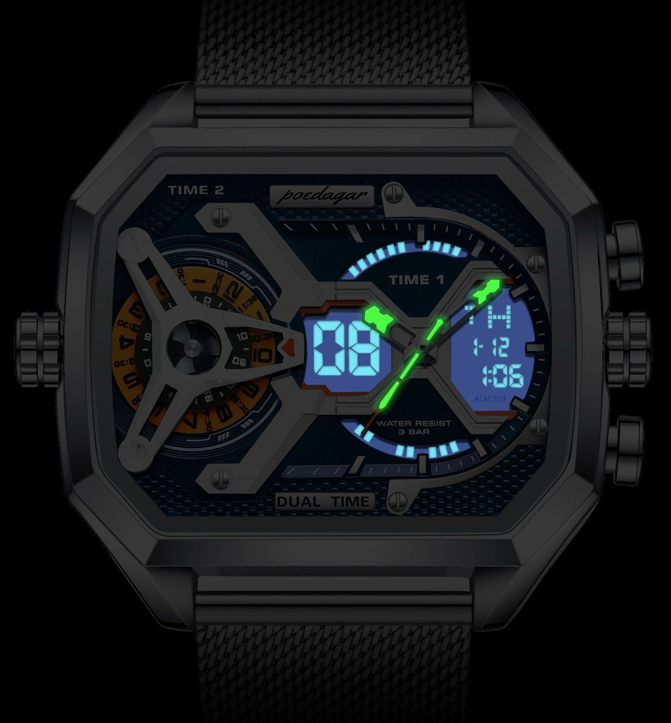 Amir Chronograph Stainless Steel Wristwatch - Black