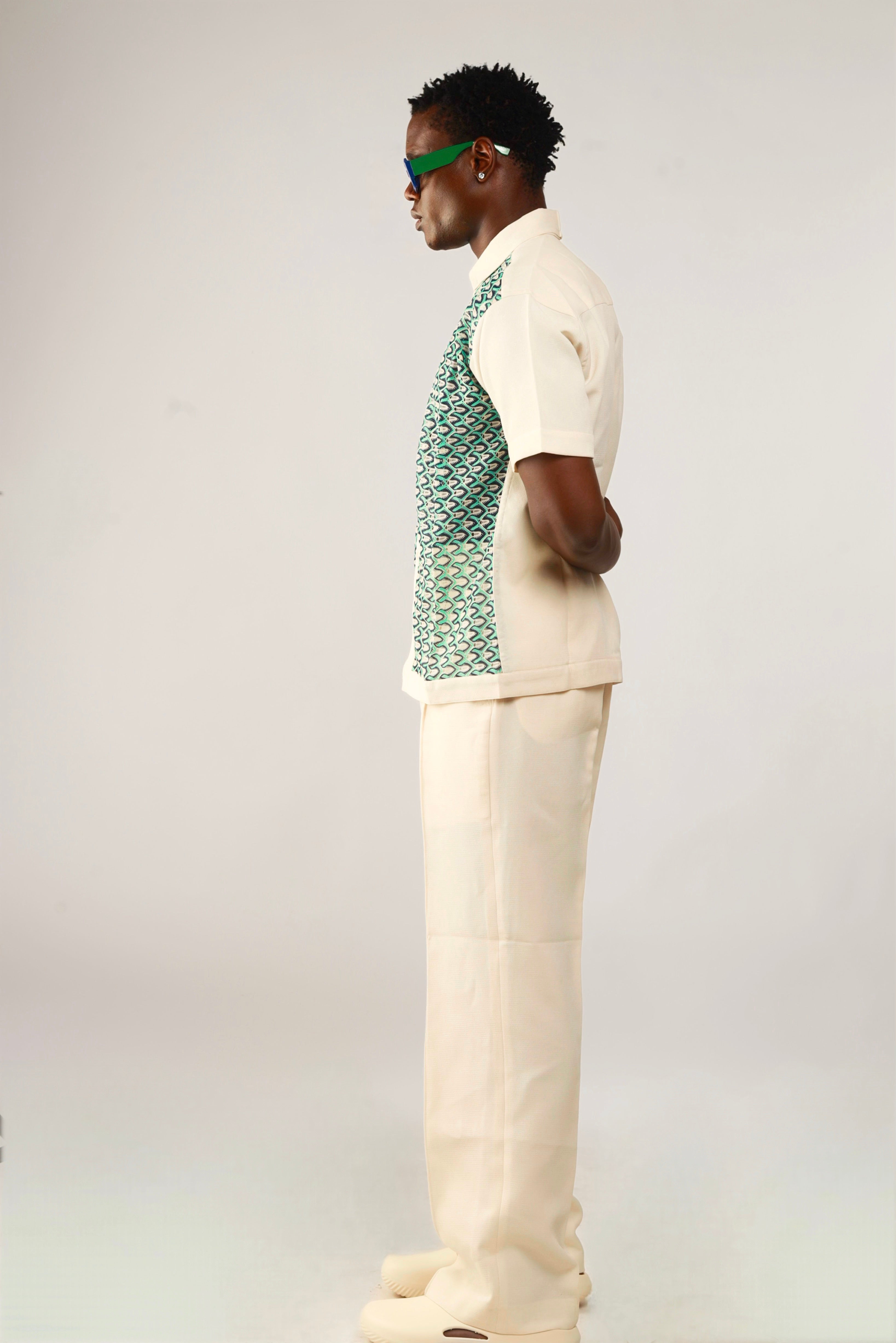 Cleo Pintuck Forward Pleats Baggy Trouser - Oatmeal