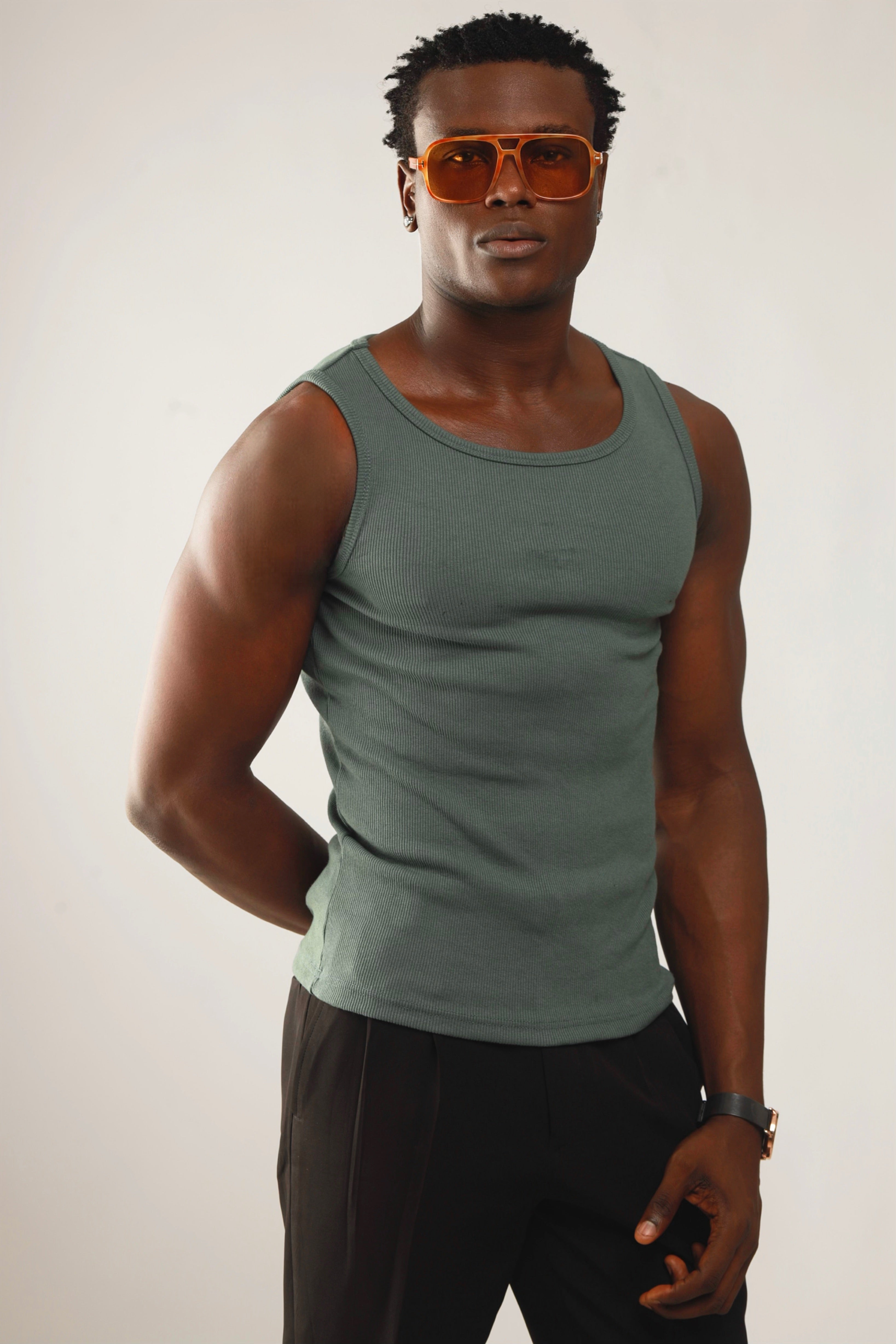 Calix Breathable Compression Tank Top (460G)(Premium Quality) - Xanadu Green-5