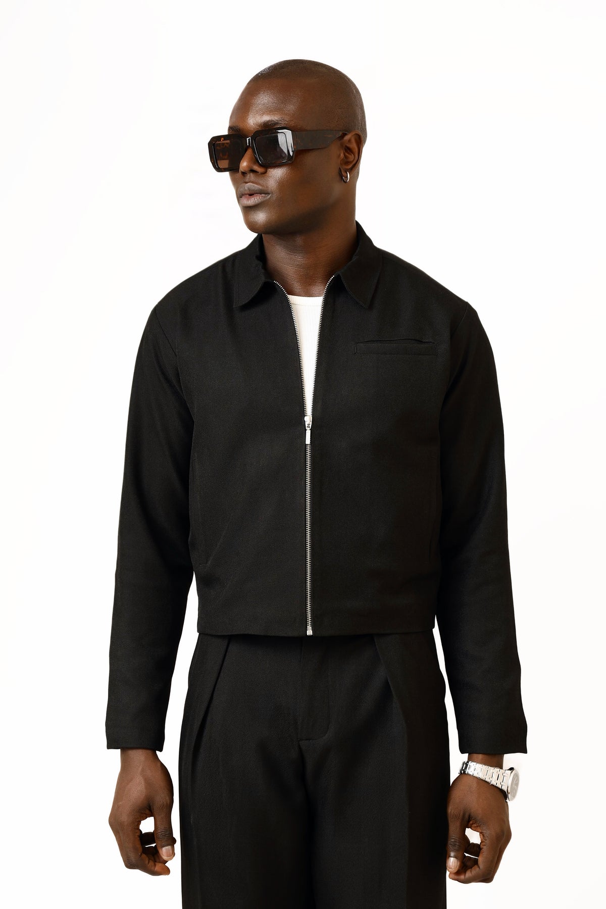 Casey Crop Zipper Jacket - Black-5