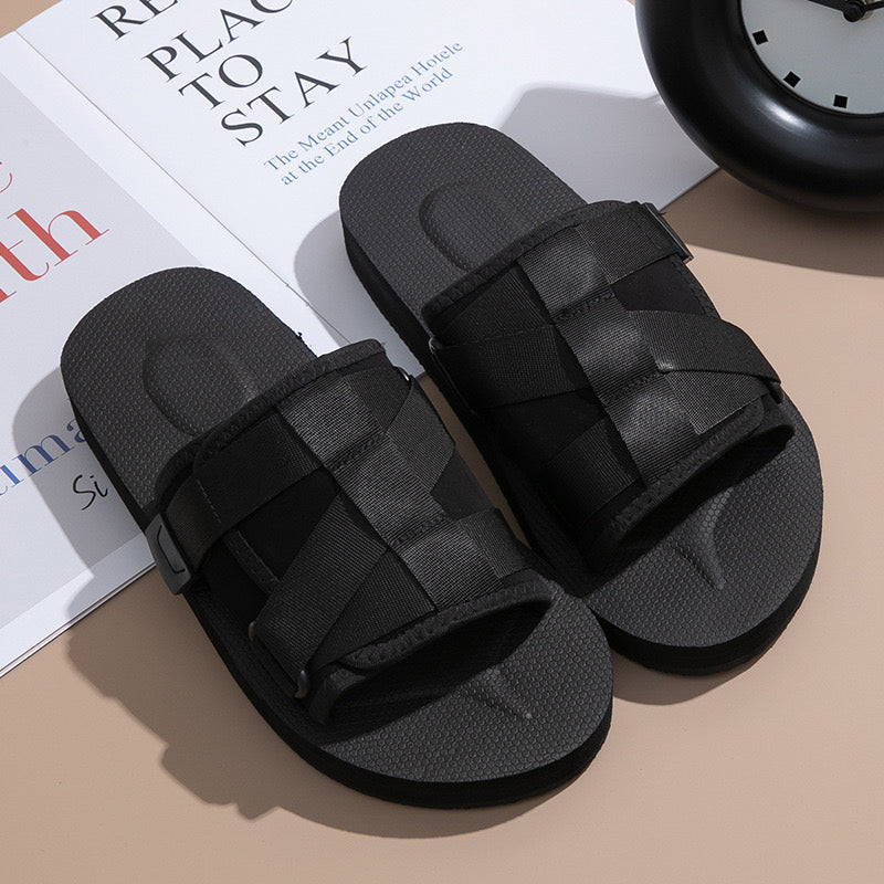 Arthur Unisex Velcro Slides - Black
