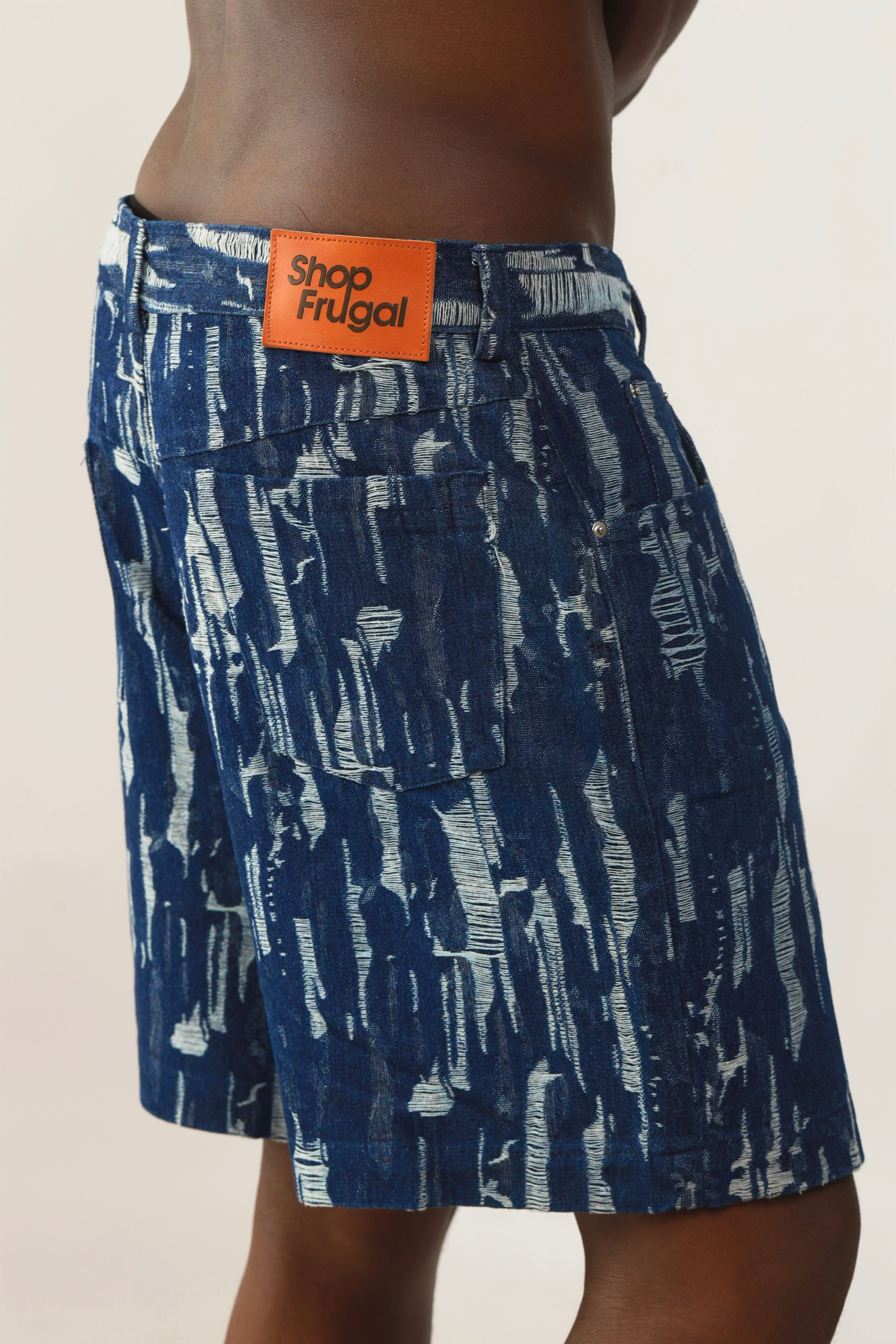 Cairo Distressed Denim Cuban Shirt & Short/Jort (Two-Piece Set)-4