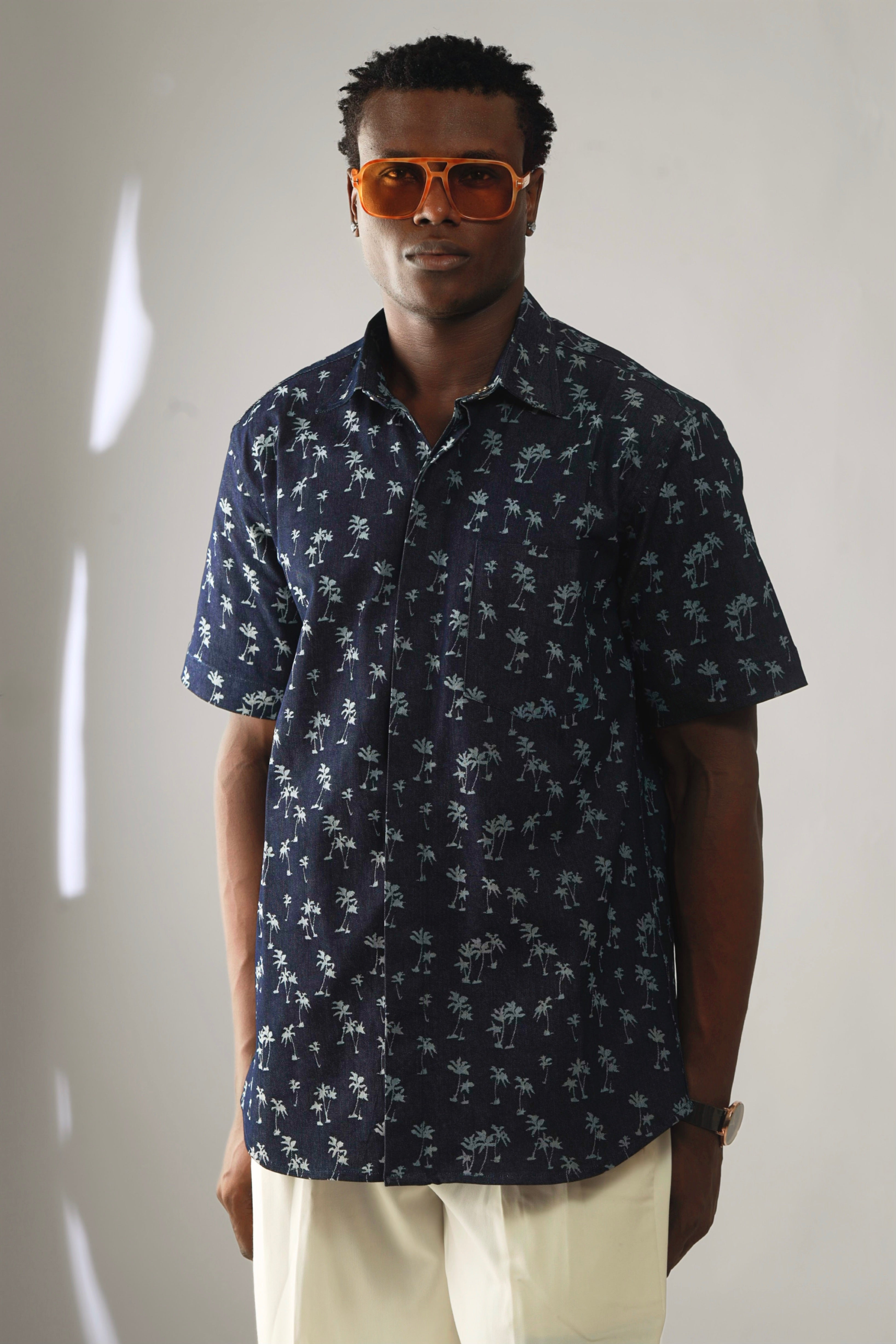 Carla Tropical Print Denim Overshirt