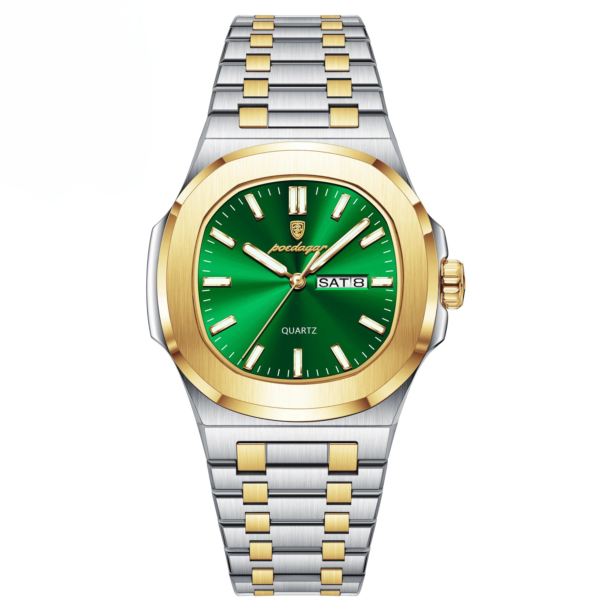 Amari Stainless Wristwatch - Silver/Gold/Green