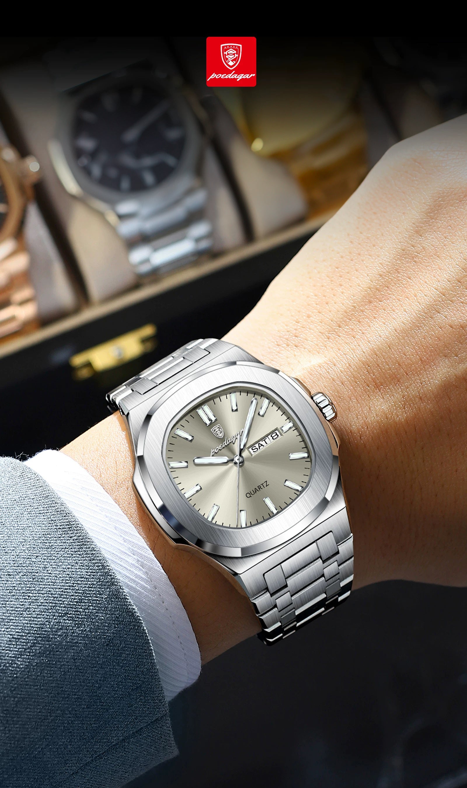 Amari Stainless Wristwatch - Silver/Blue