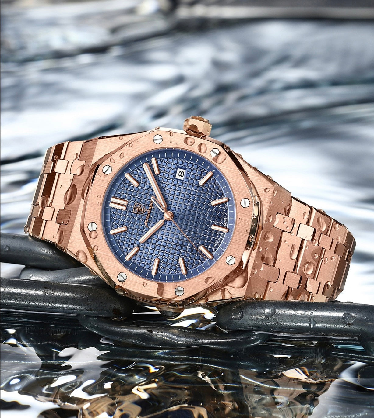 Adeline Stainless Wristwatch - Rose Gold/Black-9