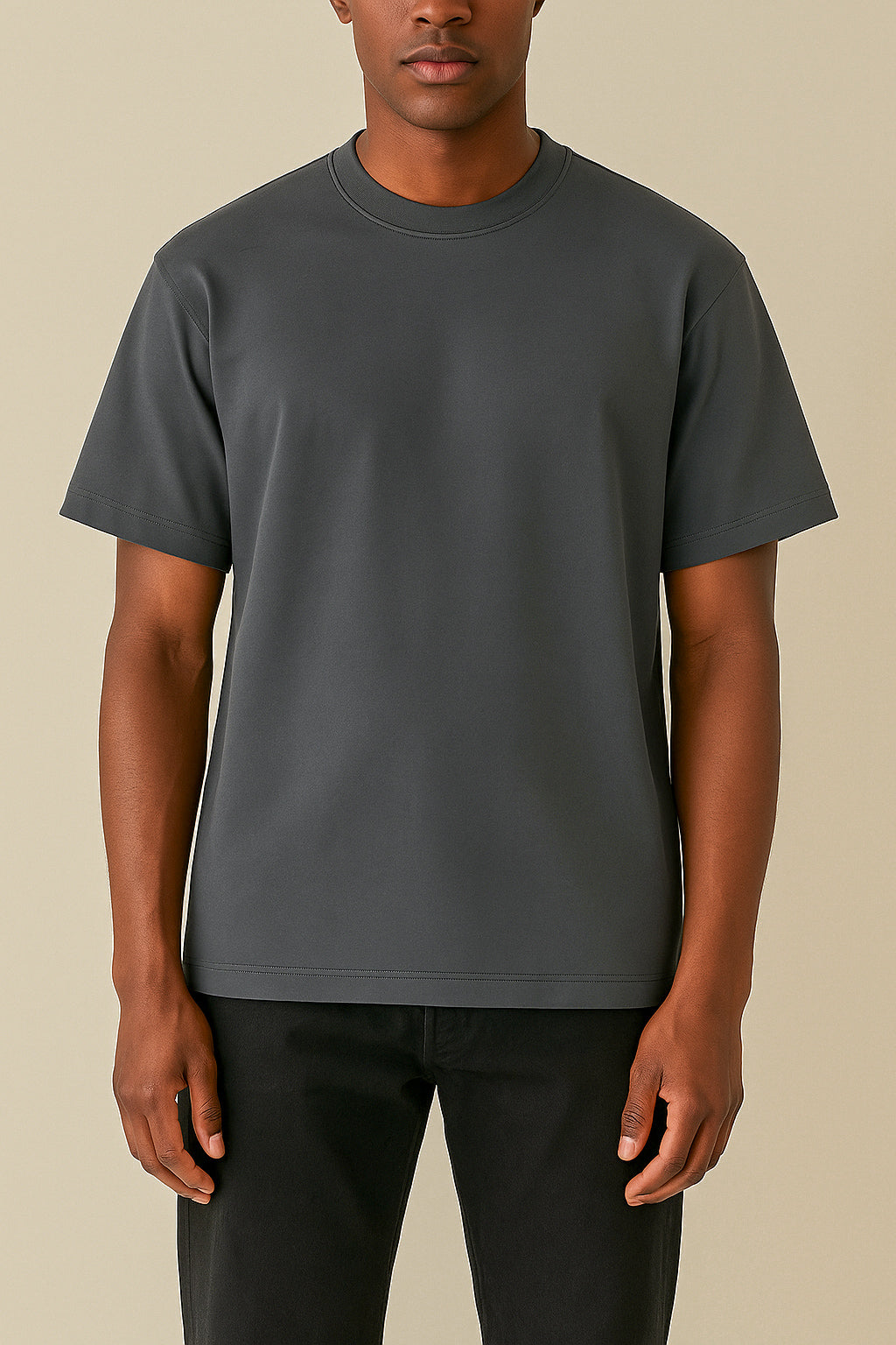 Claire 310GSM Medium-Weight Double-Yarn Blank Tshirt (Premium Quality) - Grey-2