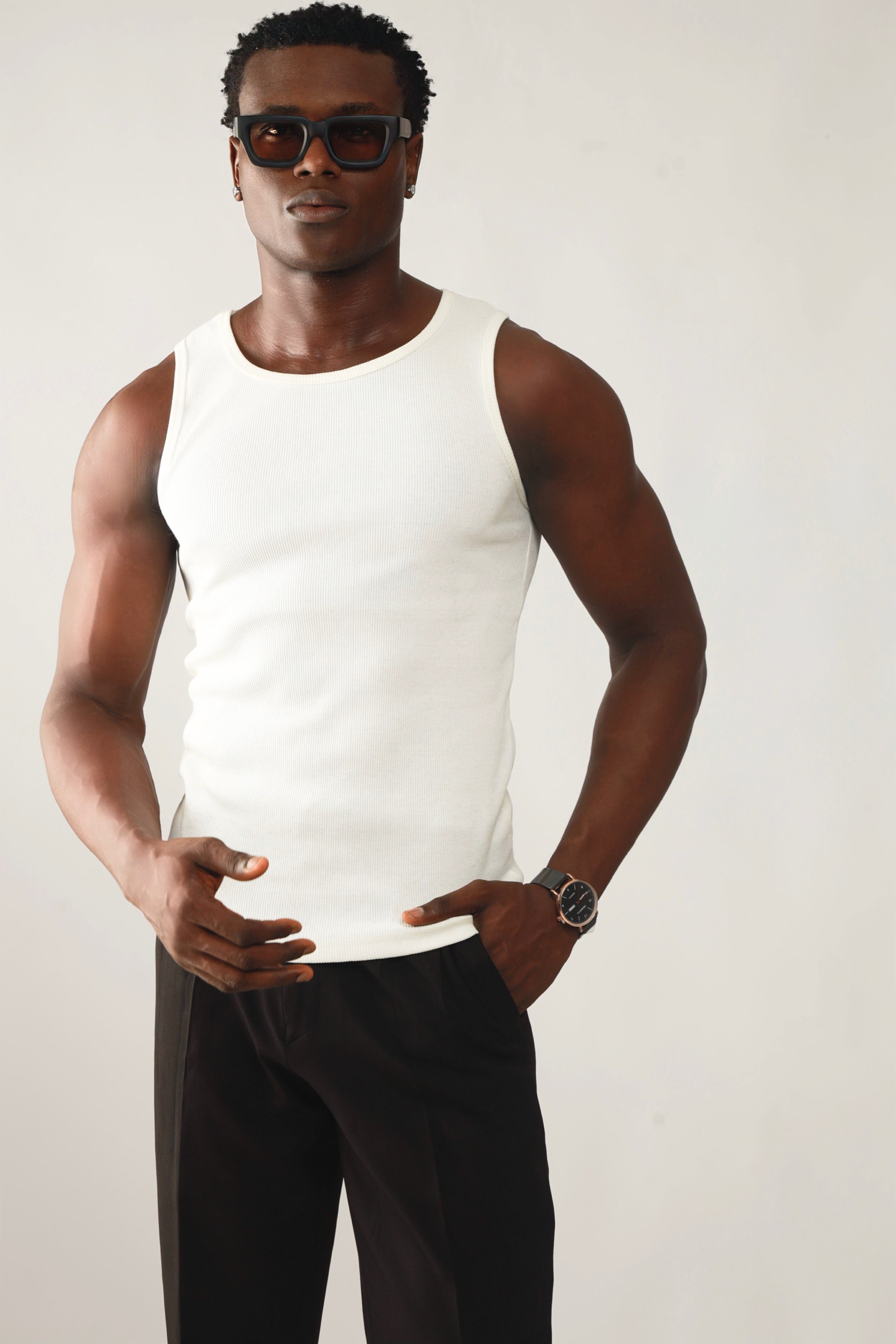 Calix Breathable Compression Tank Top (460G)(Premium Quality) - White-3