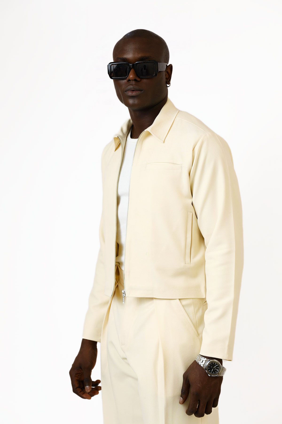 Casey Crop Zipper Jacket - Milk
