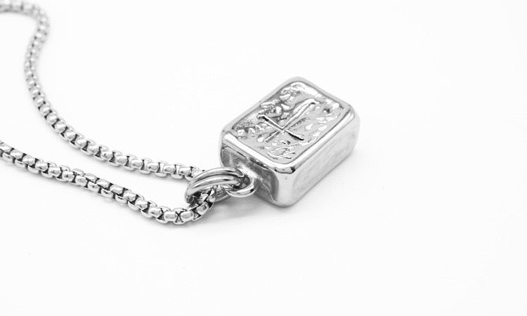 Ace Embed Cross Necklace - Silver