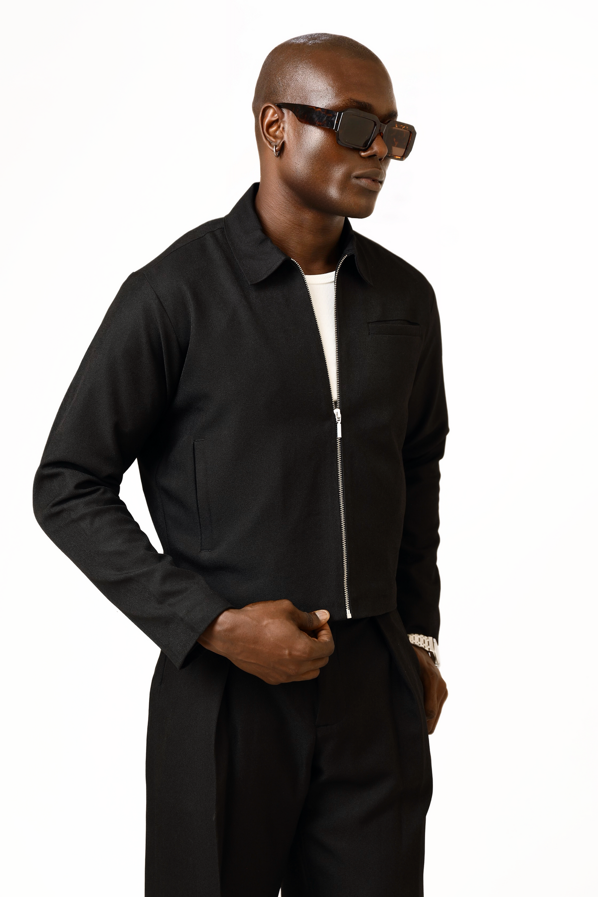 Casey Crop Zipper Jacket - Black-4